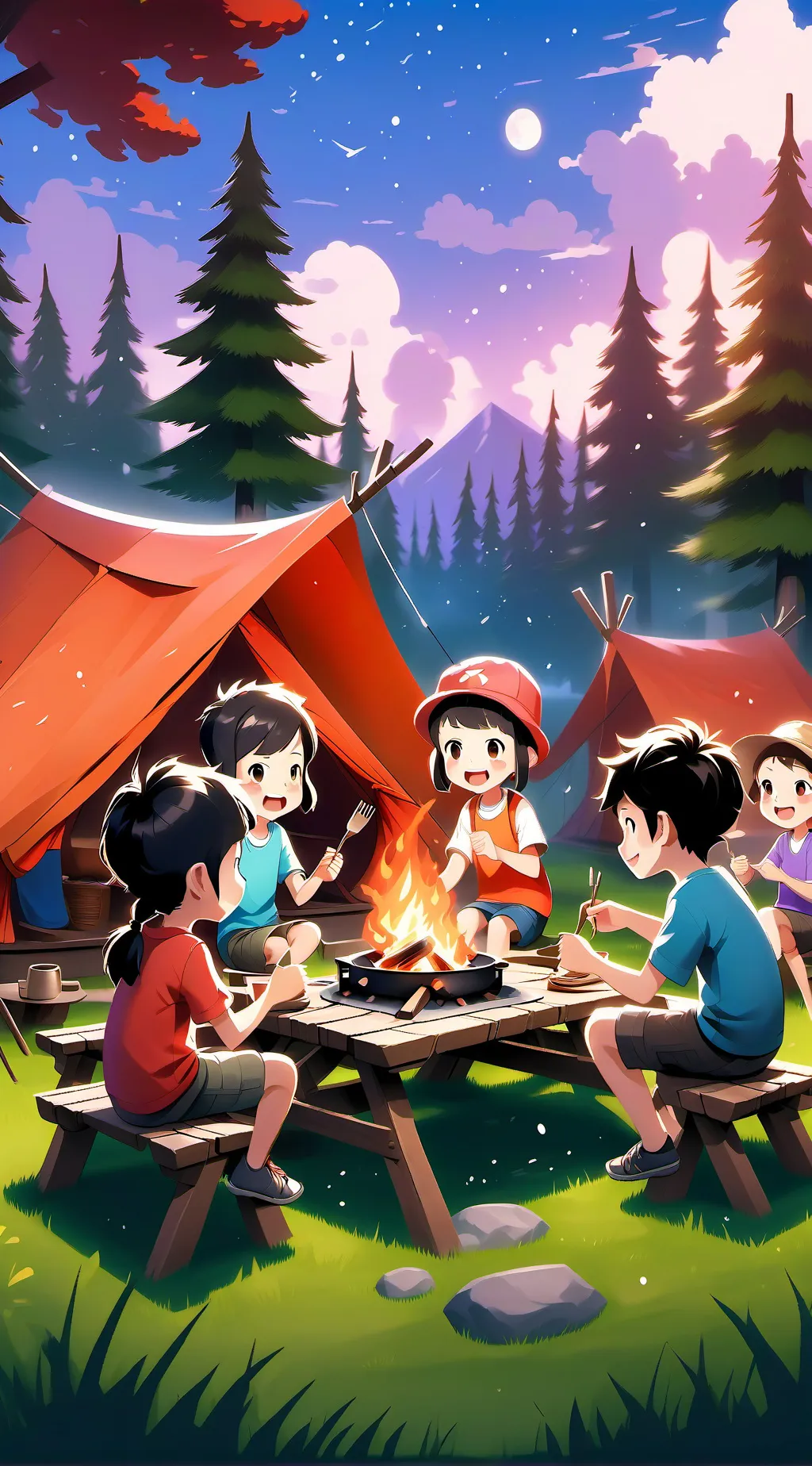 ai character: Spooky camp background