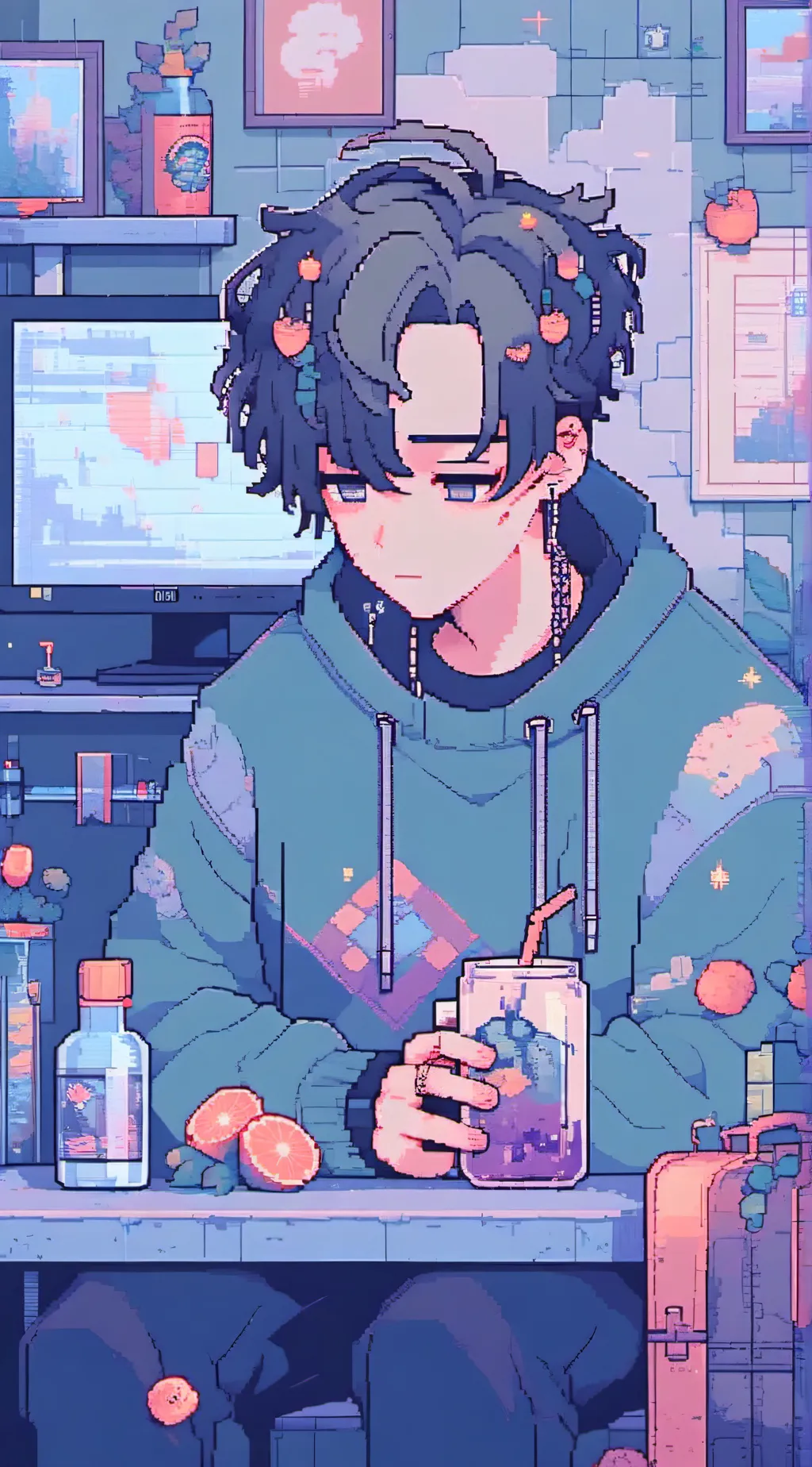 ai character: Anime but Ppl background