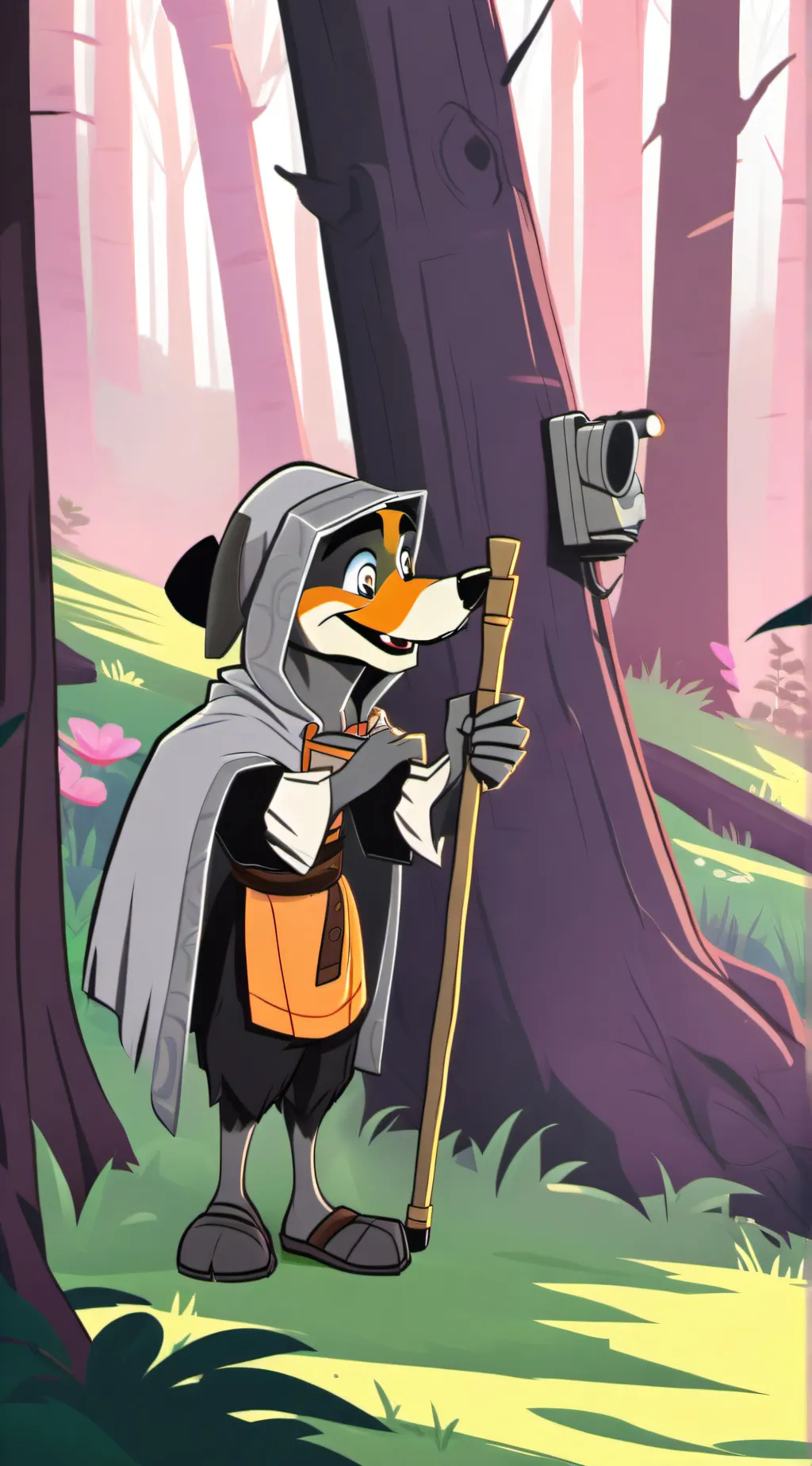 ai character: a cartoon fox background