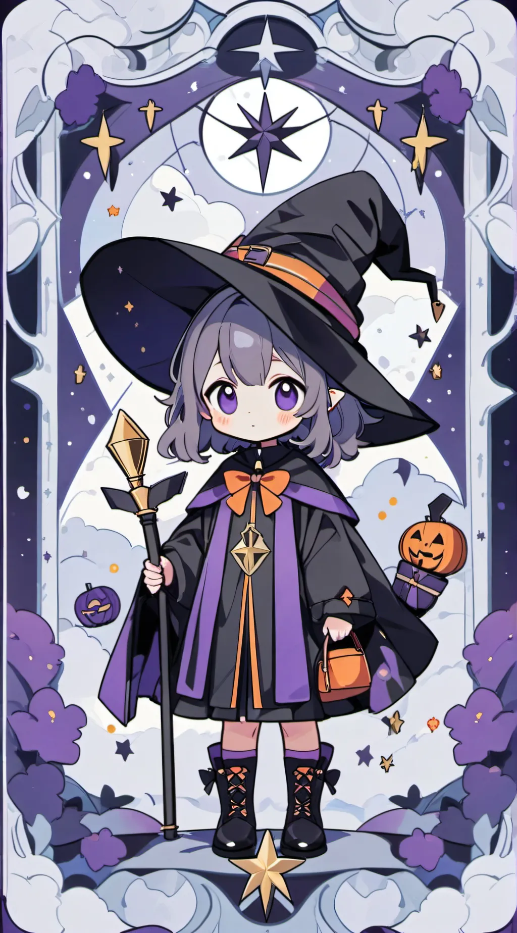 ai character: witch trick or 🍬  background