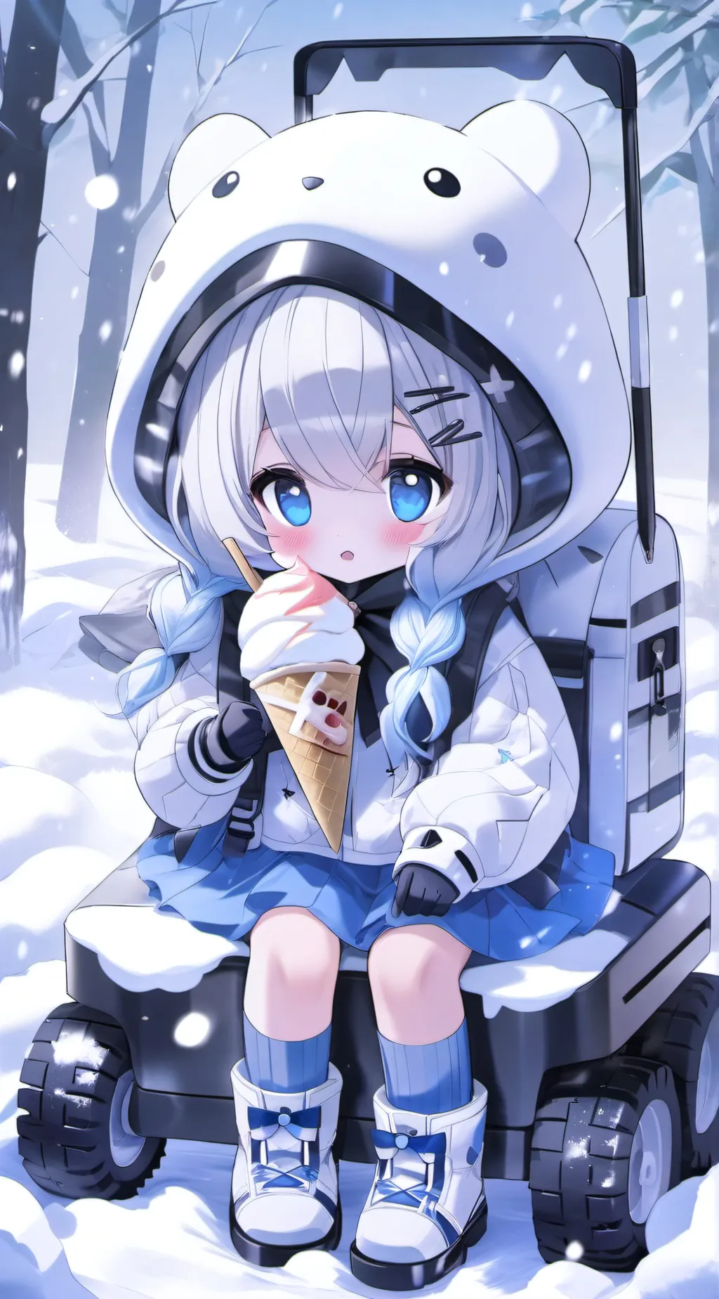 ai character: snowy  background