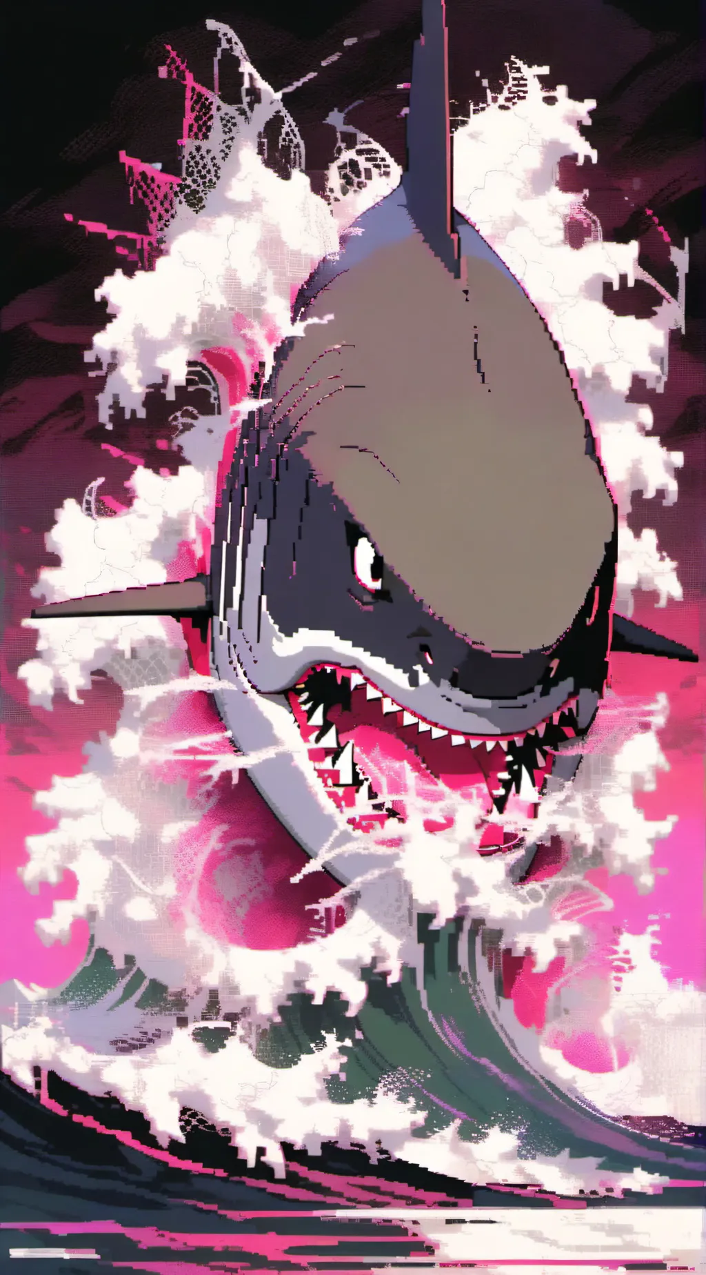 ai character: The wave shark background