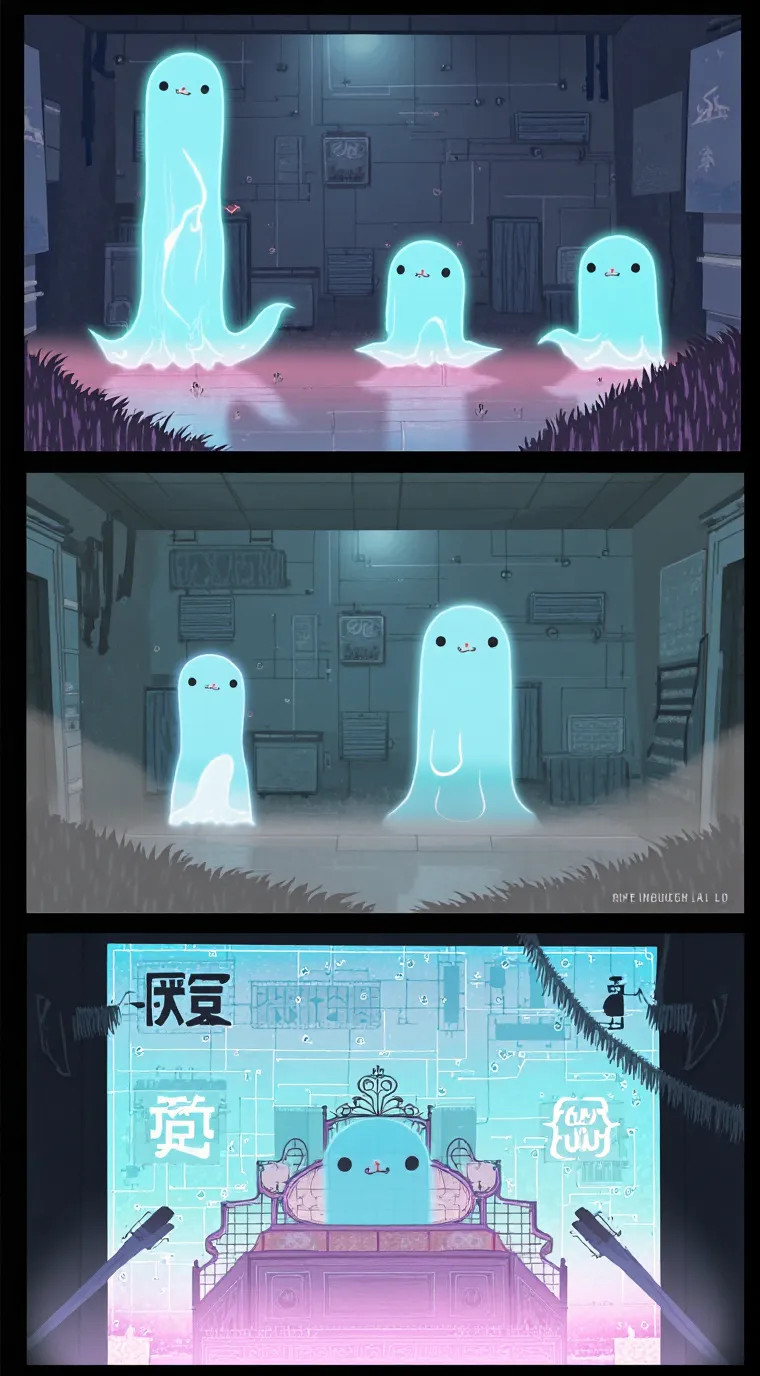 ai character: Ghostie dog background