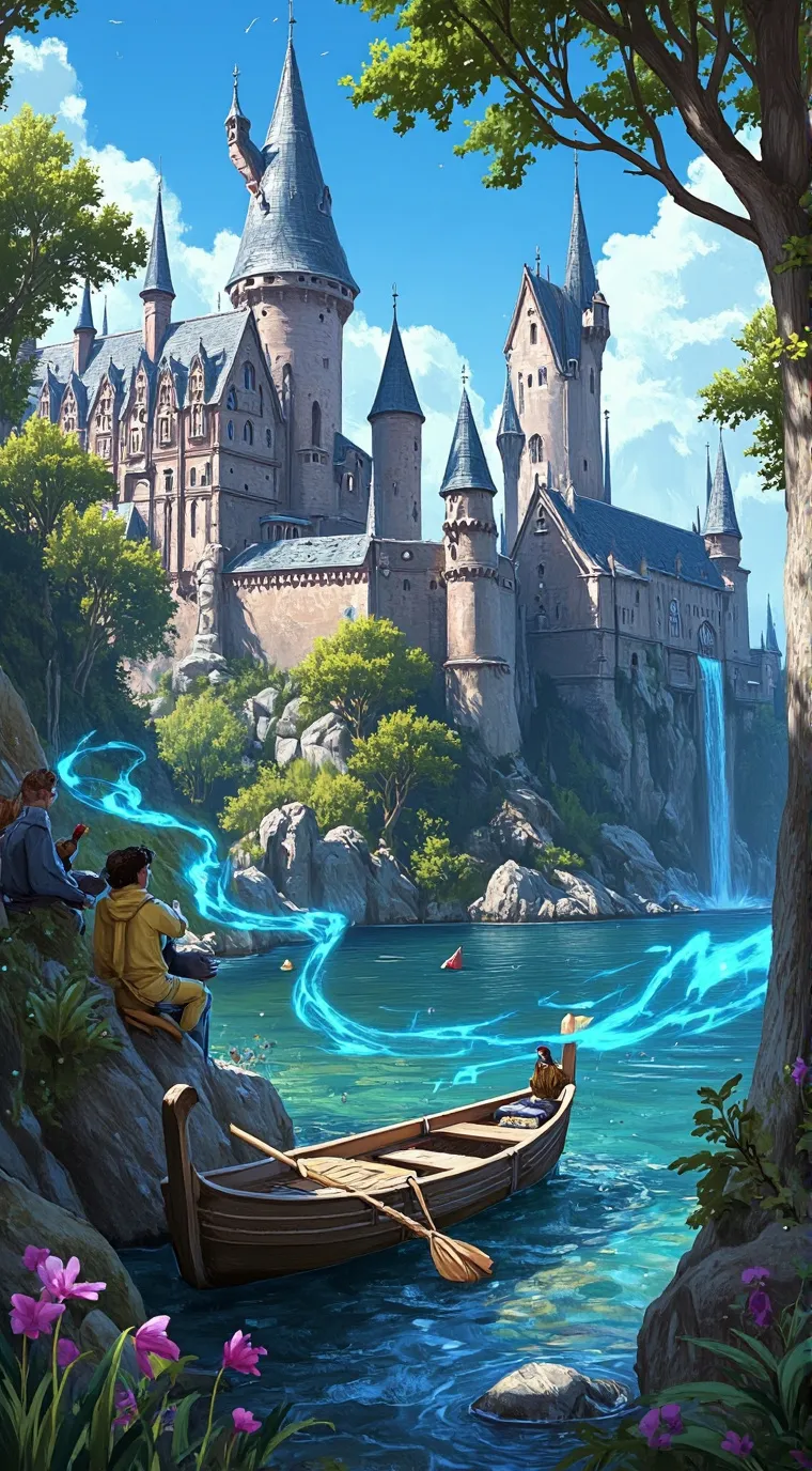 ai character: Hogwarts castle background