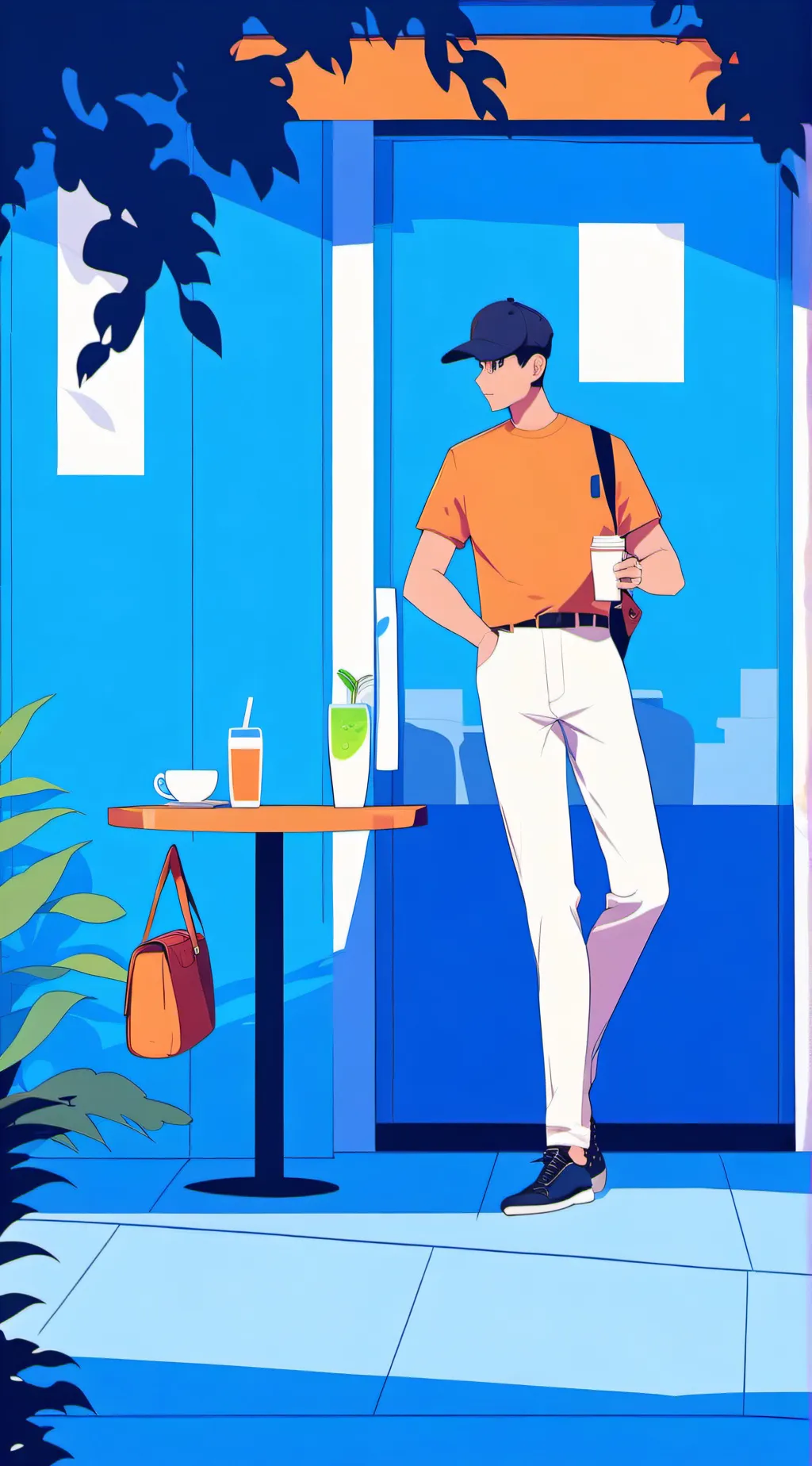 ai character: Lunchtime cafe!  background