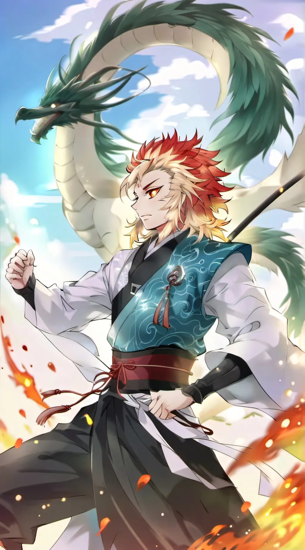 ai character: Flame hashira  background