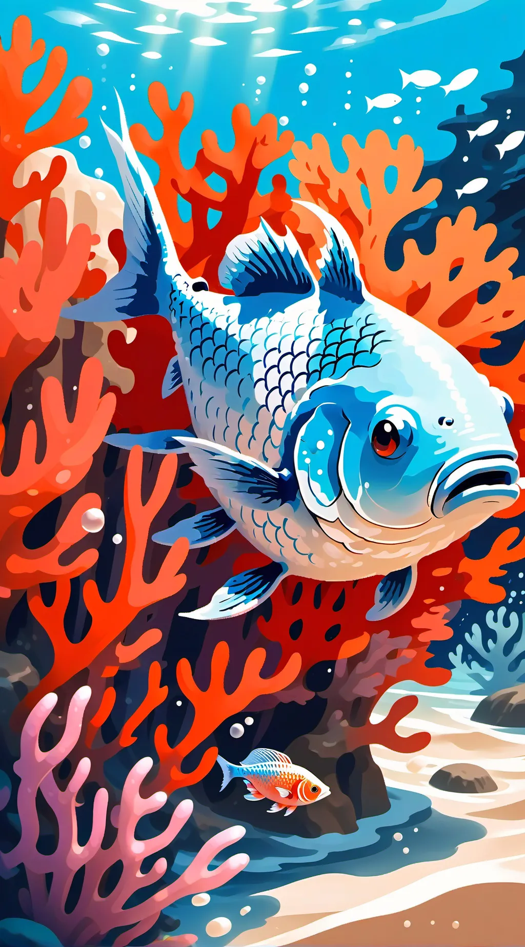ai character: fish. background