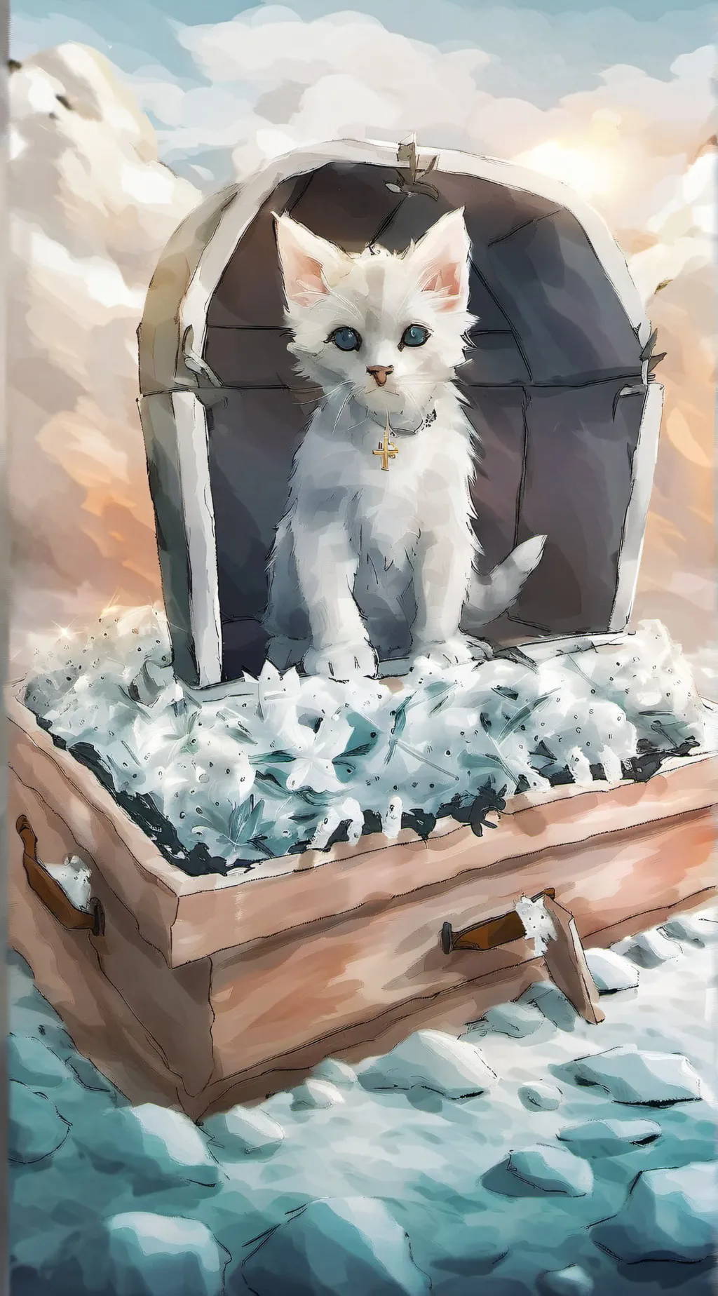 ai character: Funeral kitten background