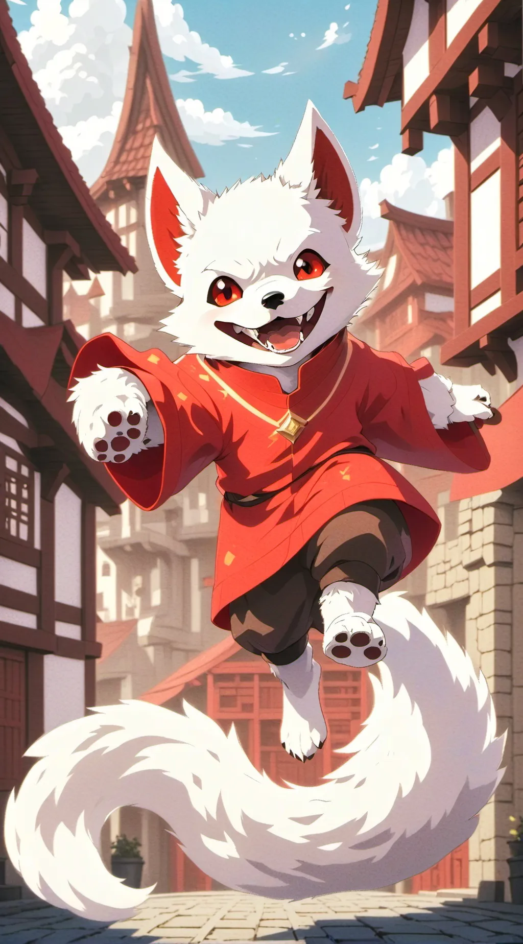 ai character: Furry village background