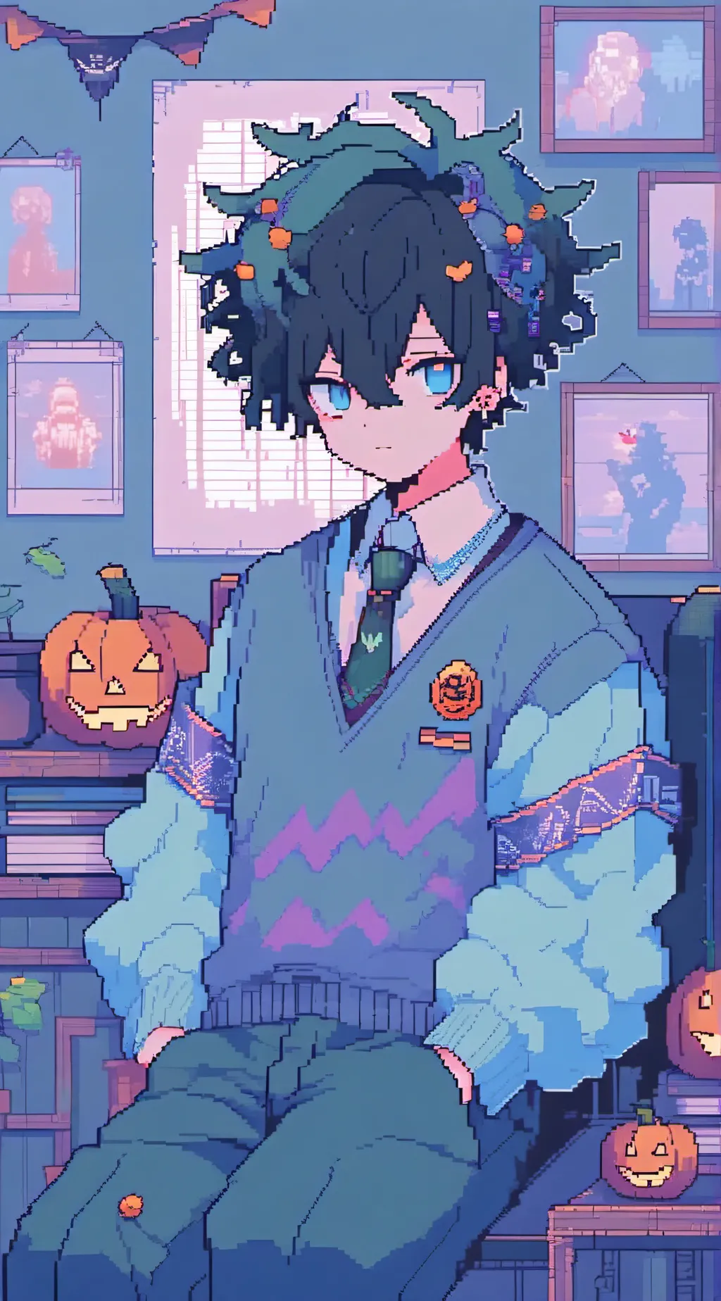 ai character: MHA Halloween background