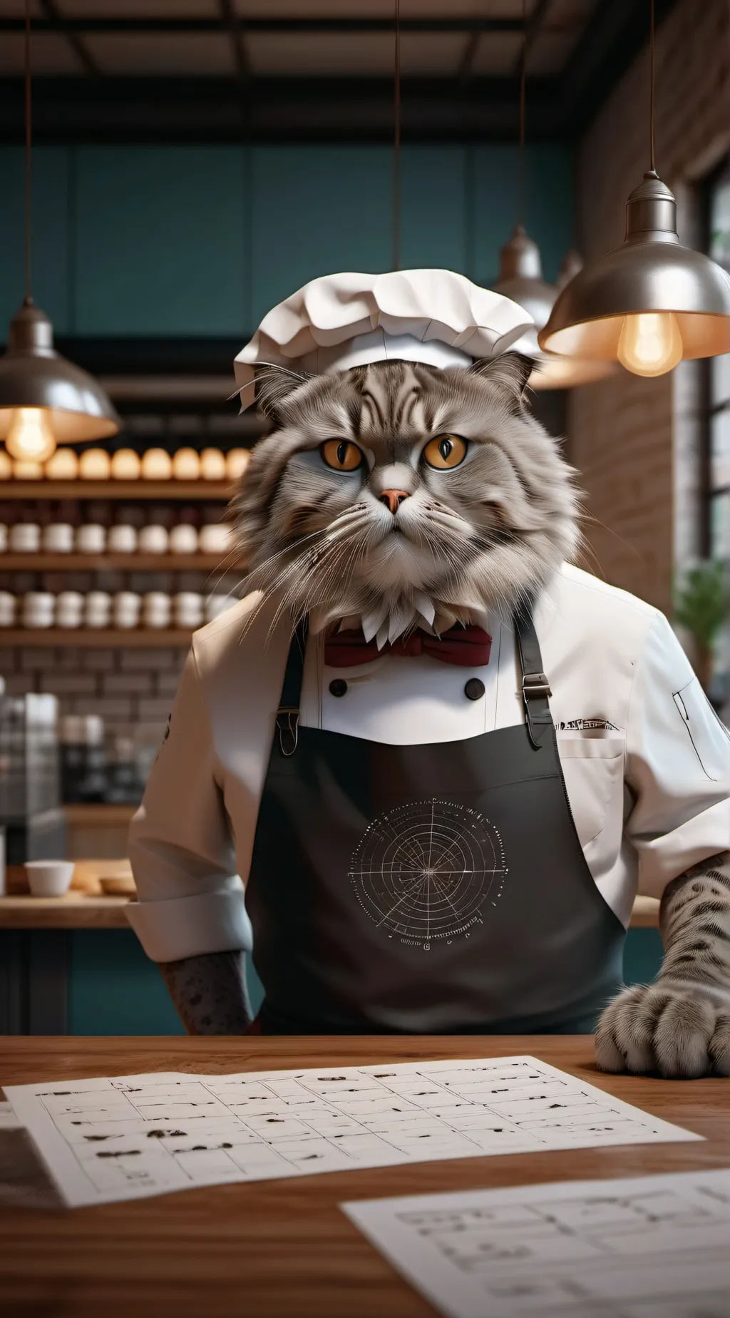 ai character: Chef Cat background
