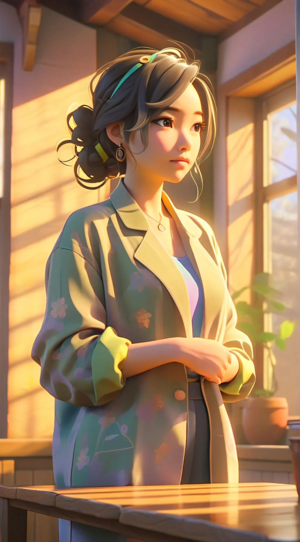 ai character: ms quesda  background