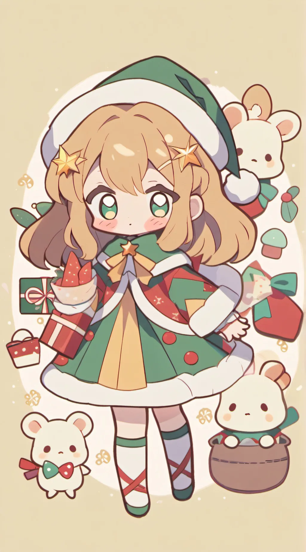 ai character: HH x HB xmas background
