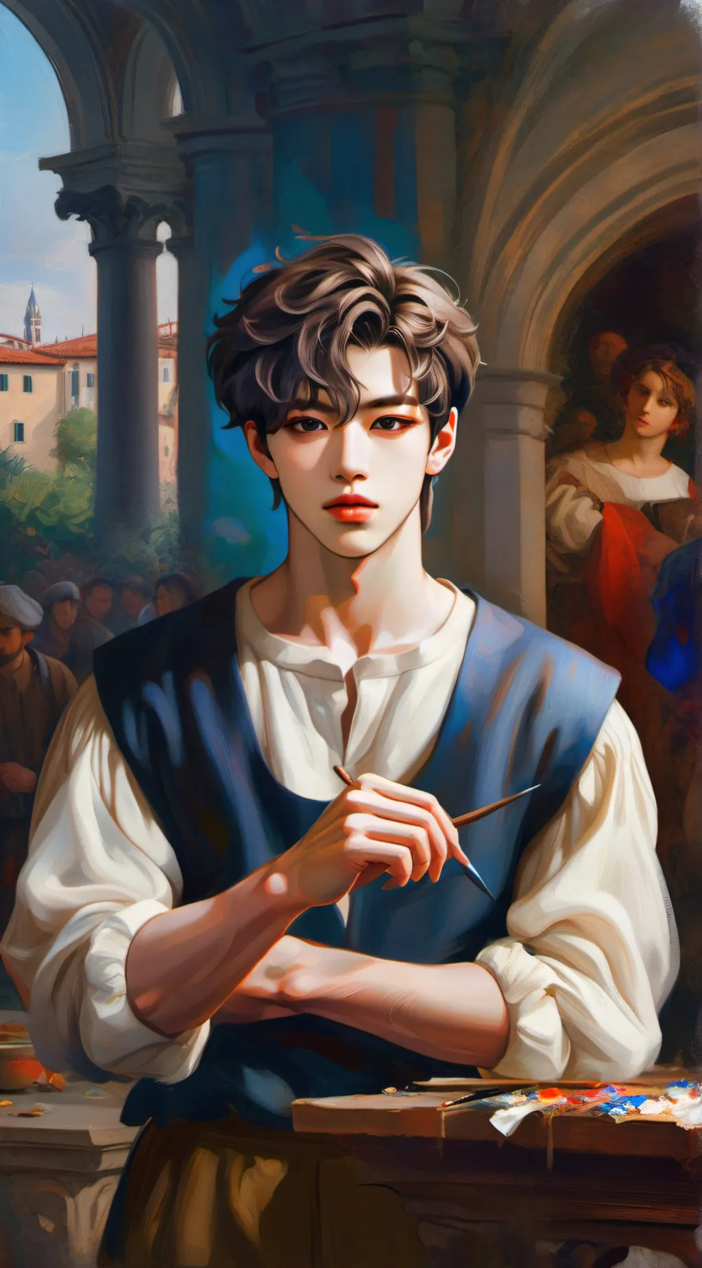 ai character: Michelangelo  background