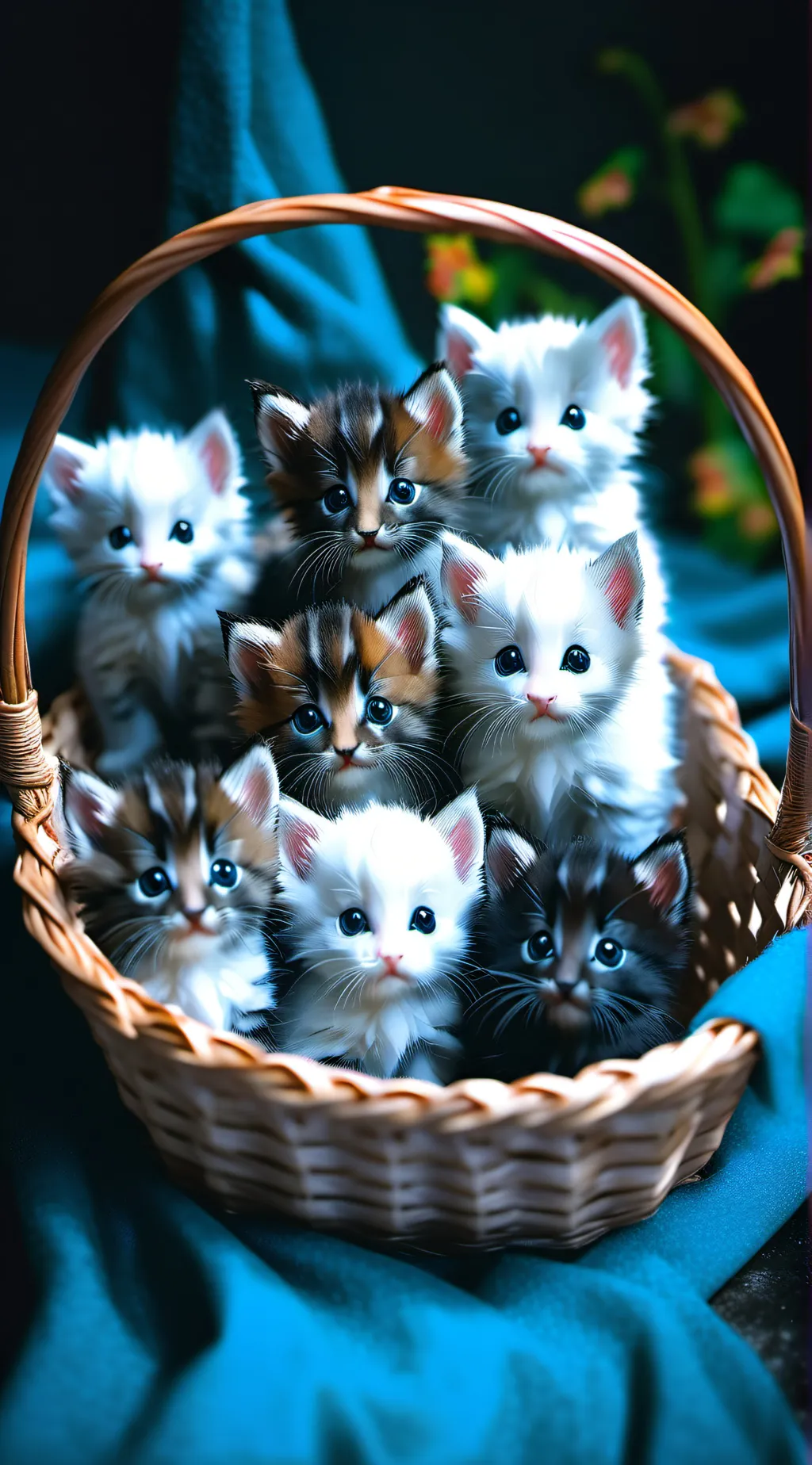 ai character: Litter of kittens  background