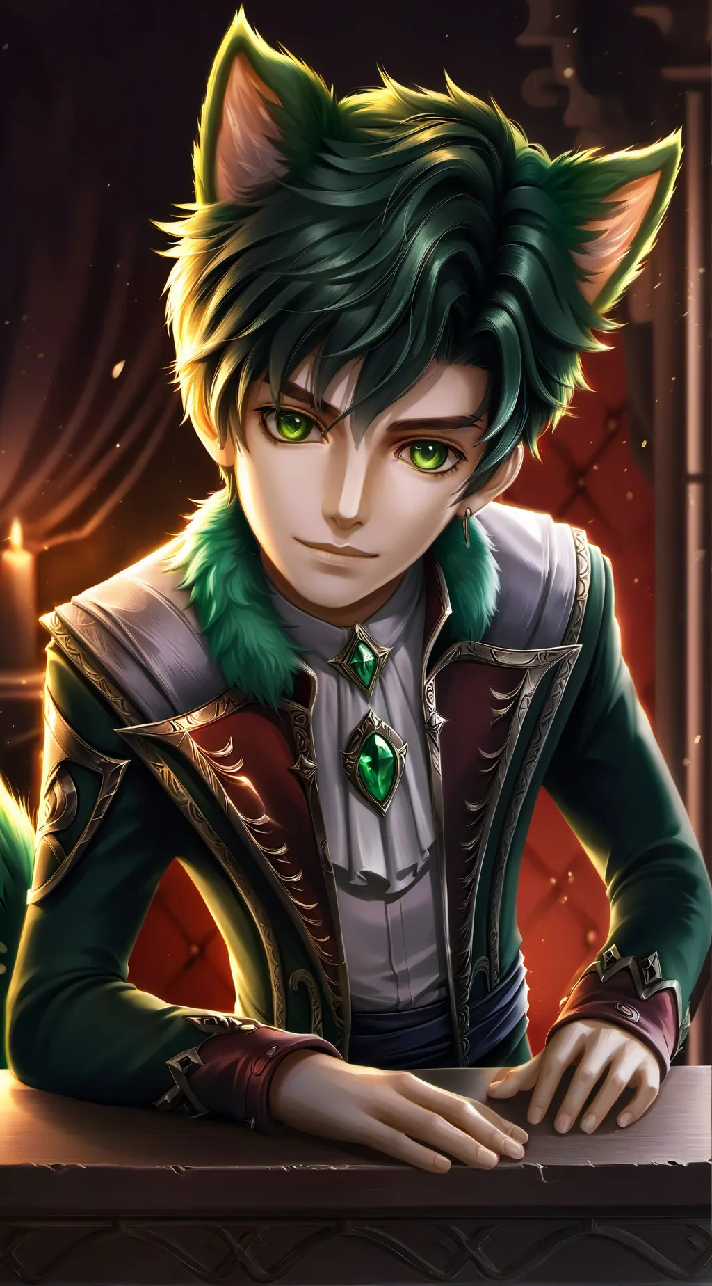 ai character: Green kunsune background