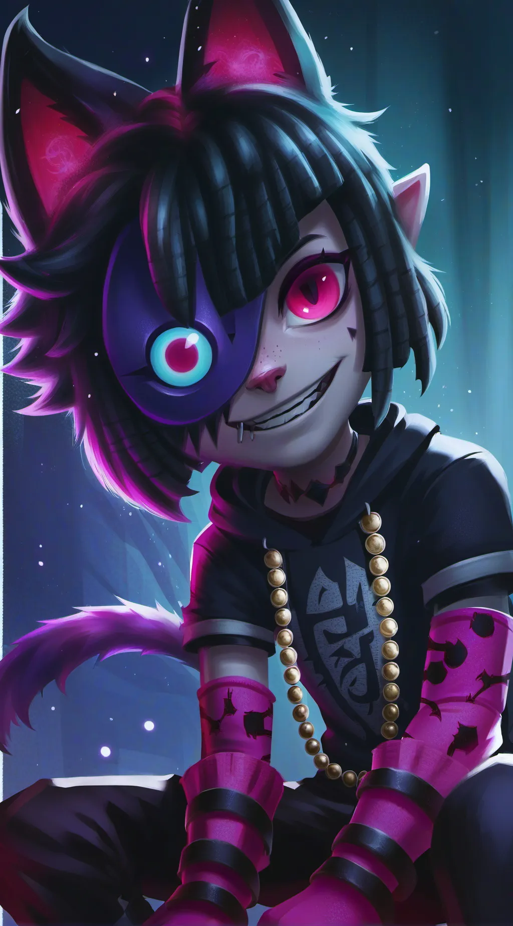 ai character: ￼￼￼cat nap neko background