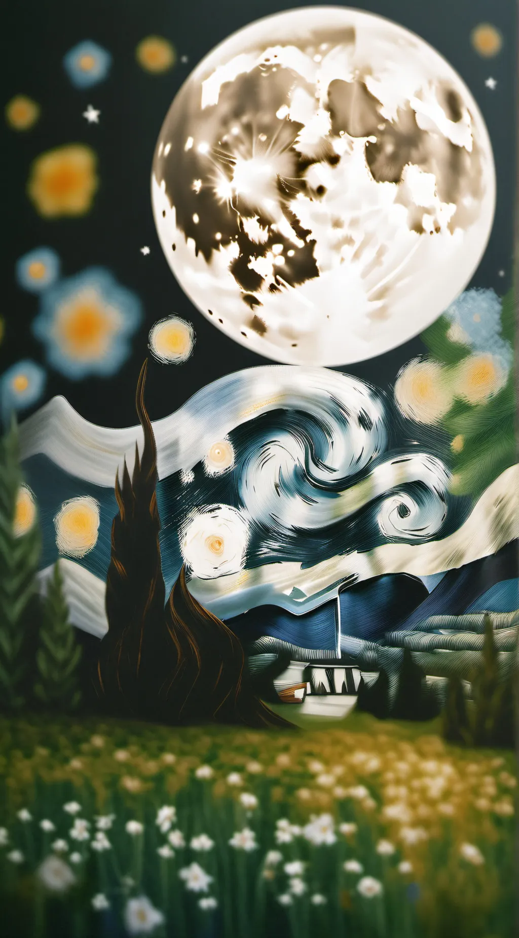 ai character: The Starry Night background