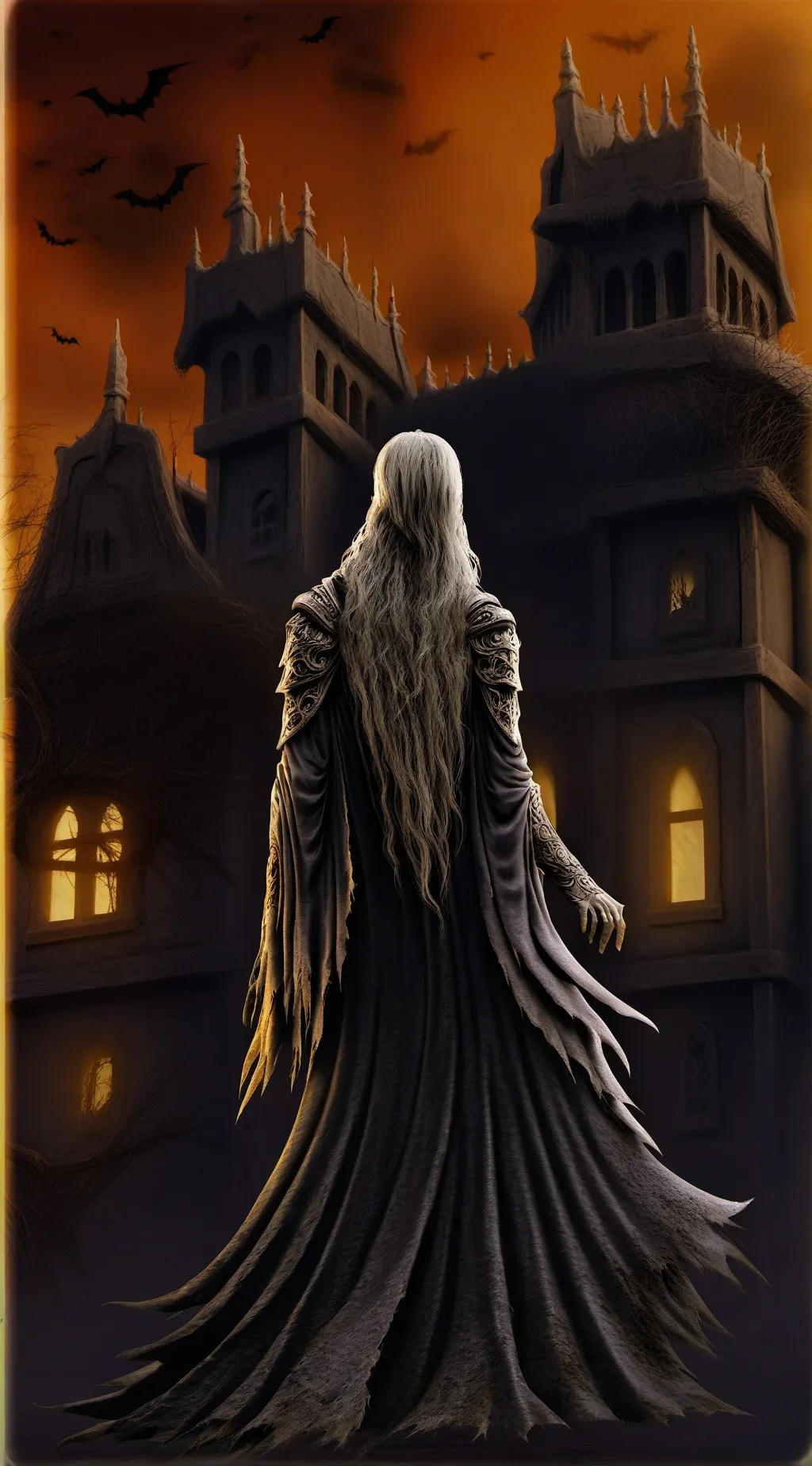 ai character: Haunted HOUSE background