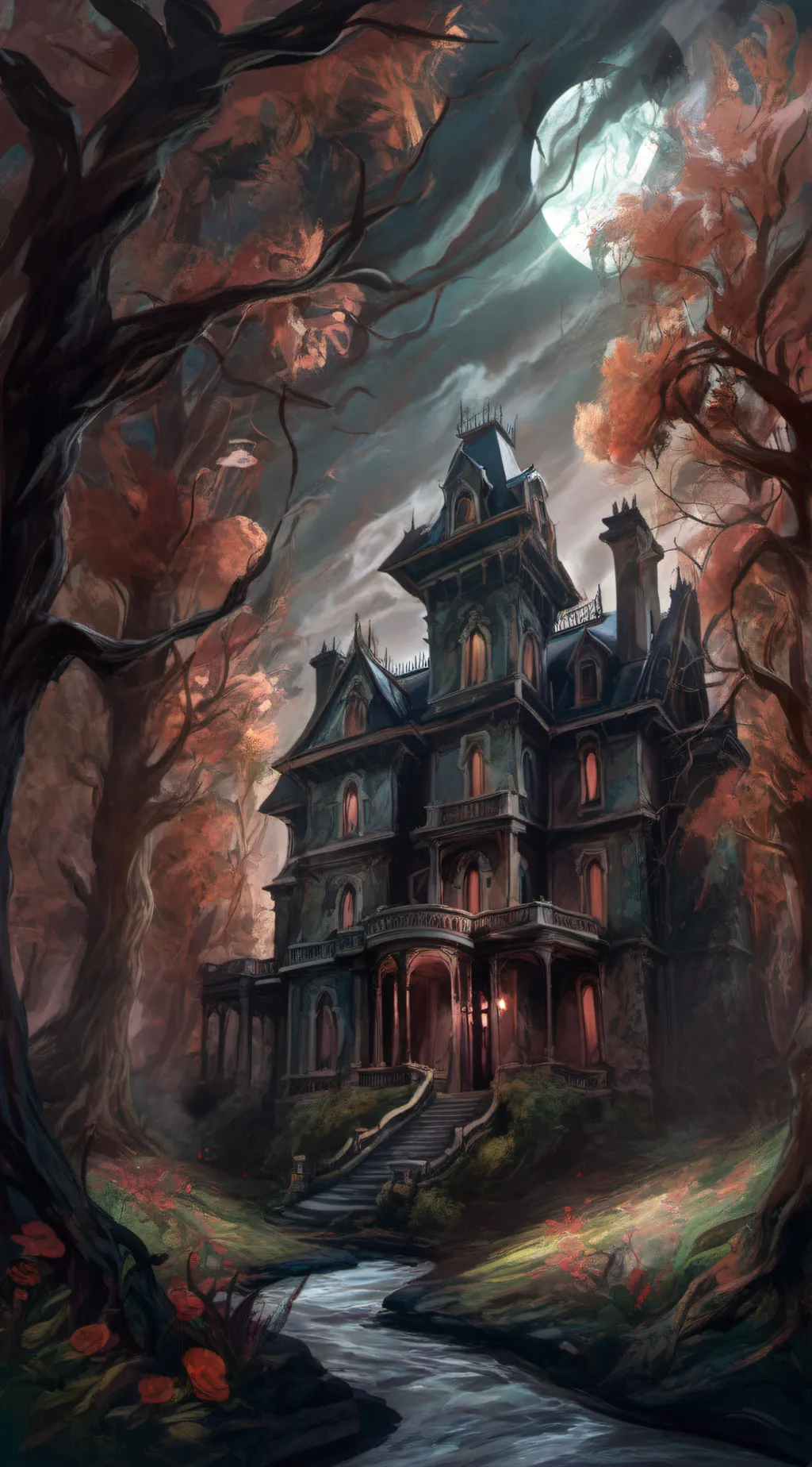 ai character: haunted Mansion background