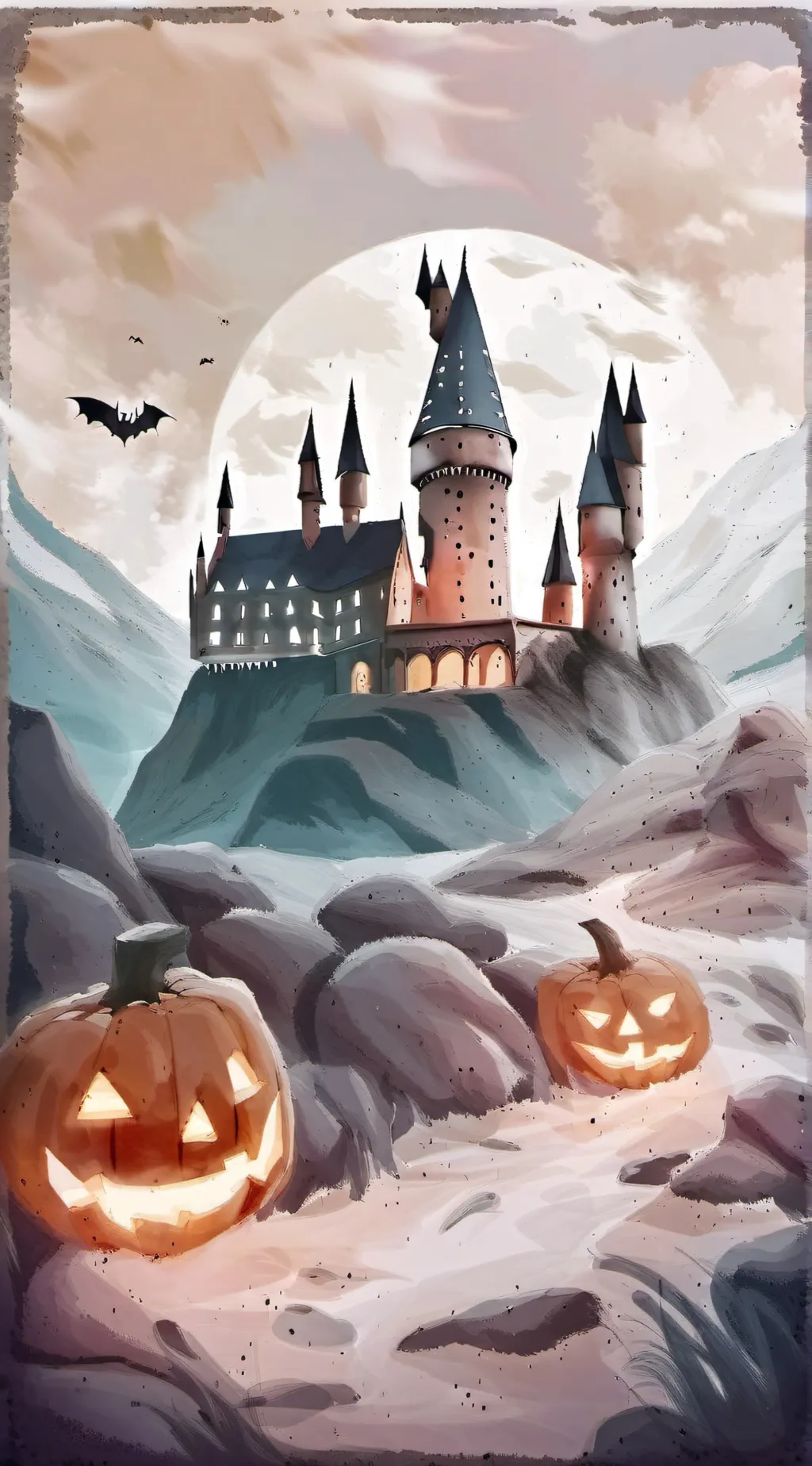 ai character: Hogwarts Halloween background