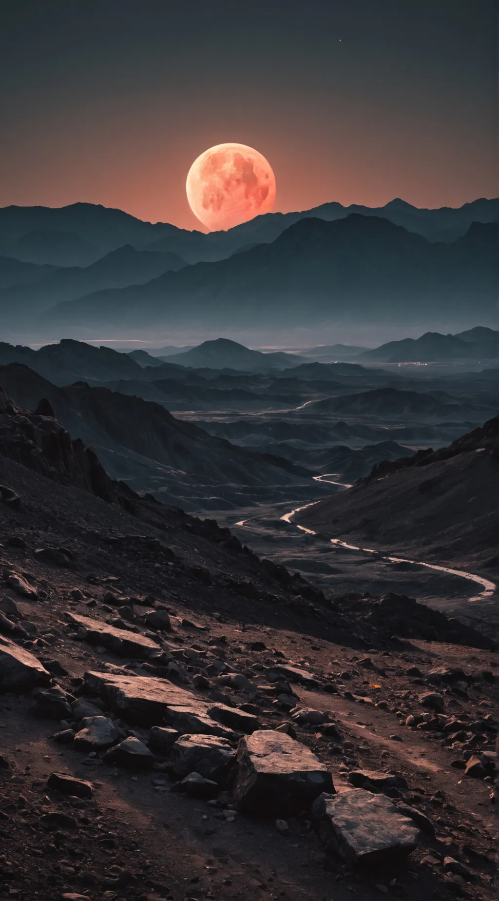 ai character: the moon red background