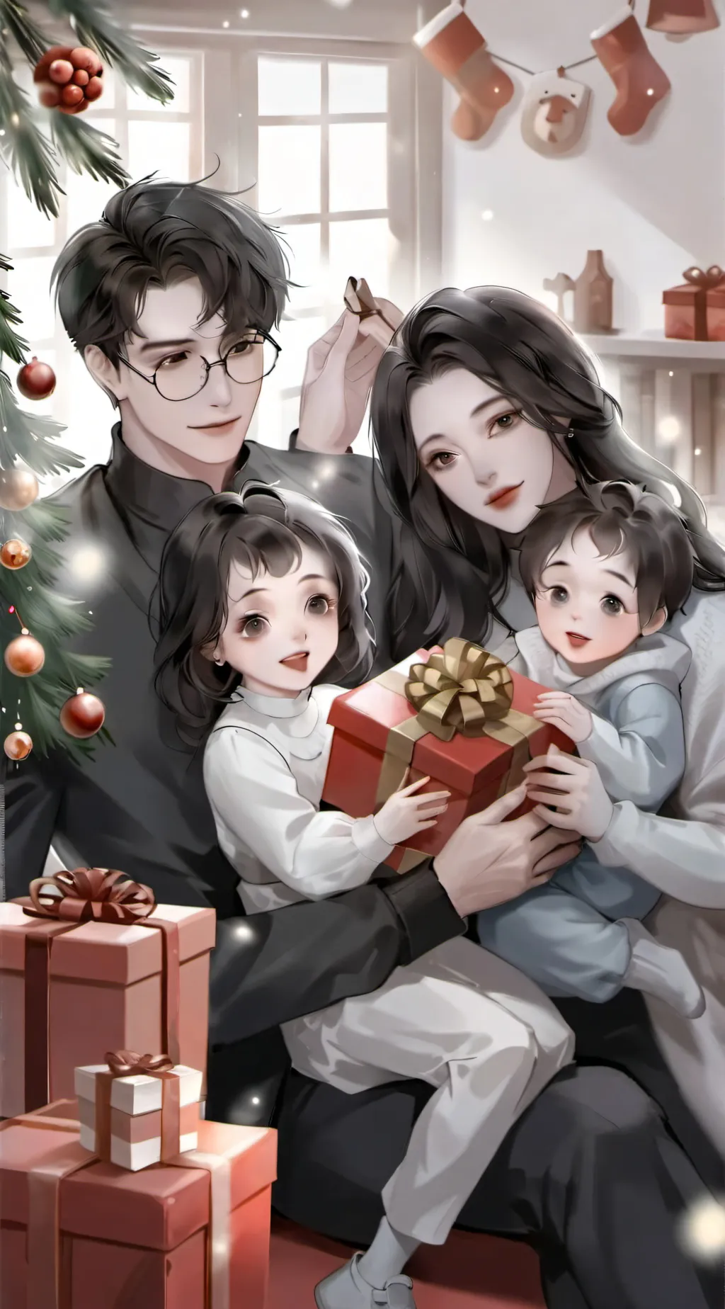 ai character: Family/Christmas background