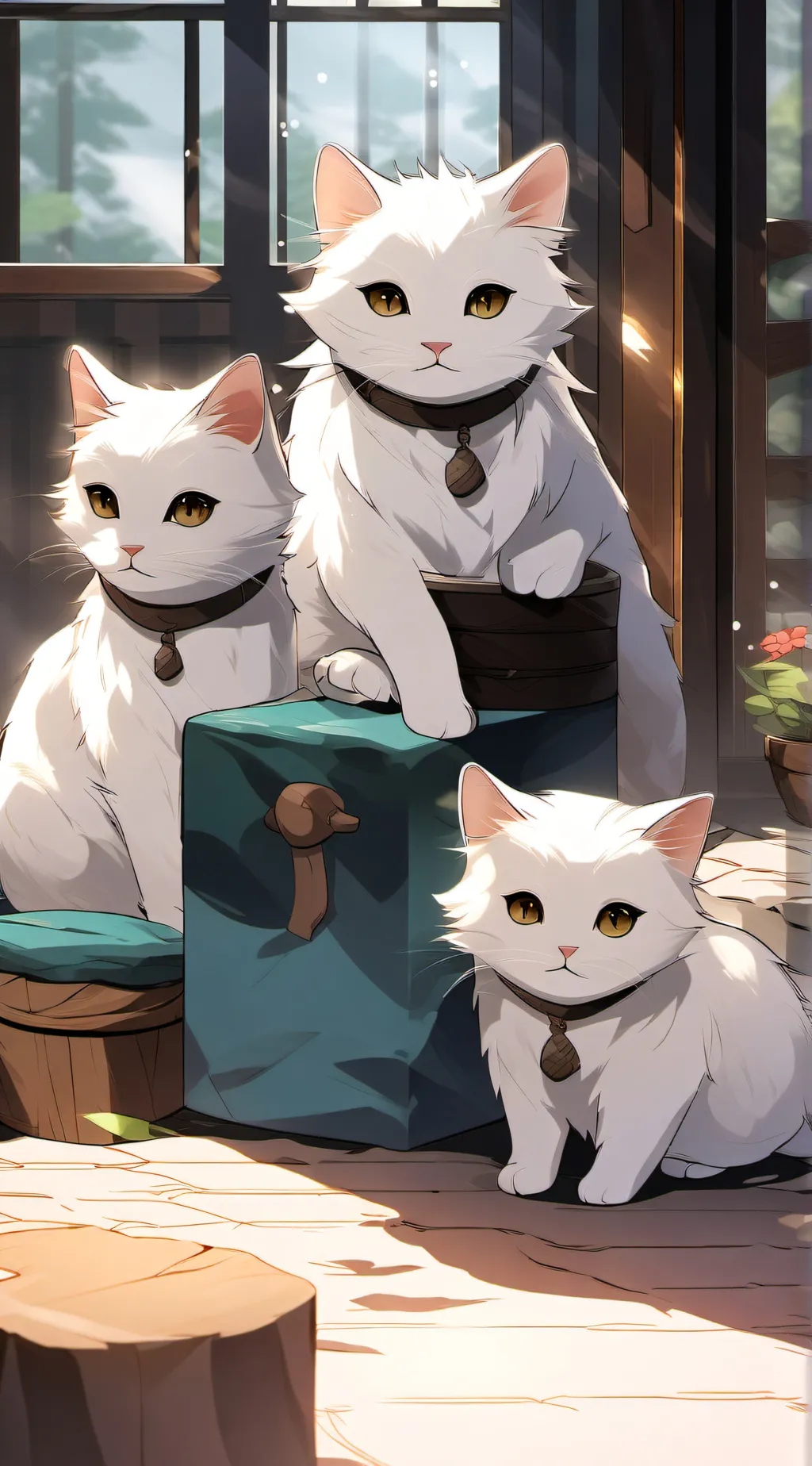 ai character: cat family. background