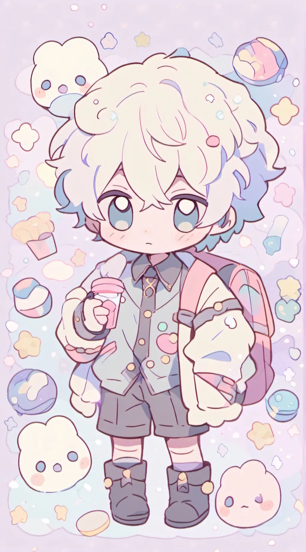 ai character: a shy boy  background