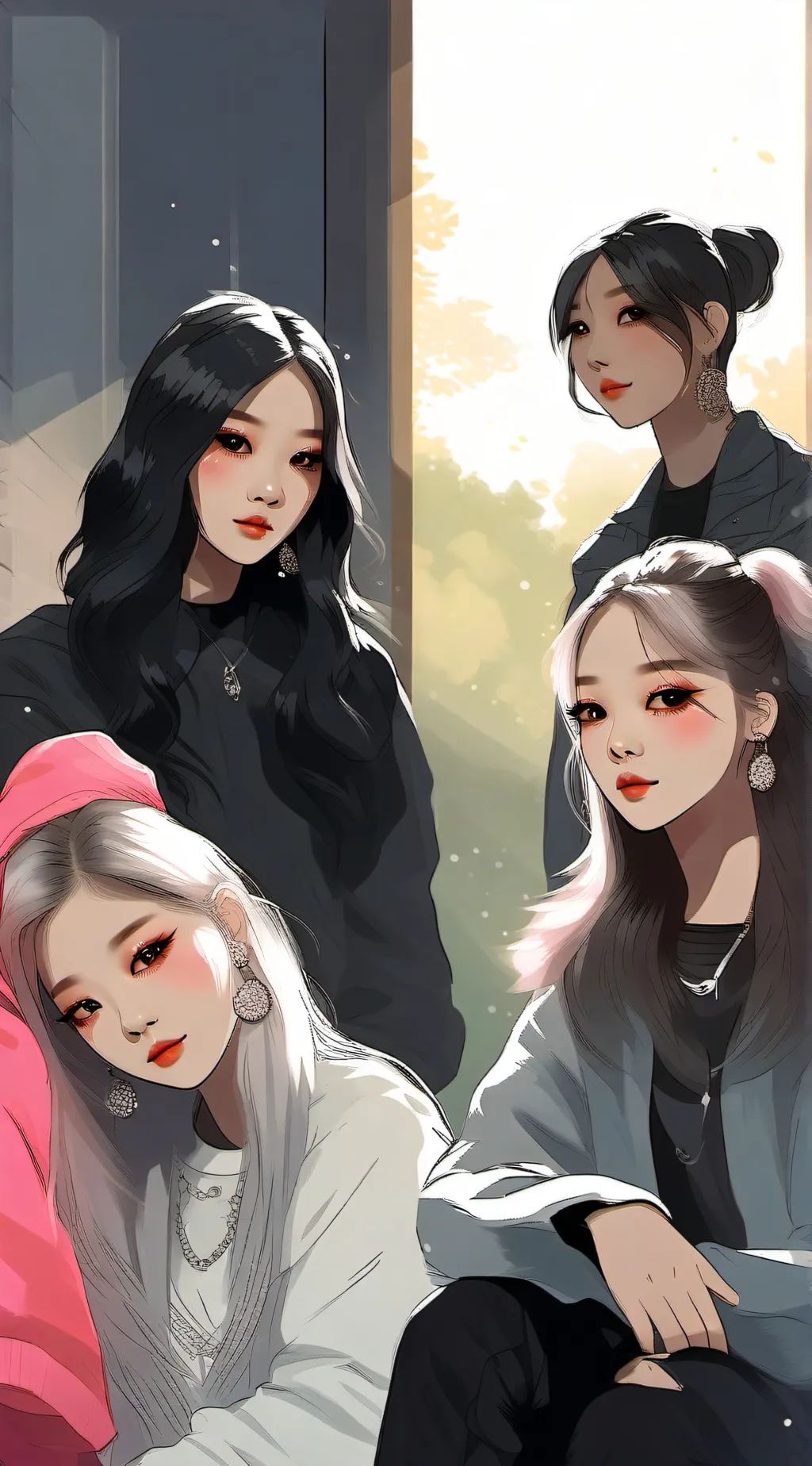 ai character: black pink  background