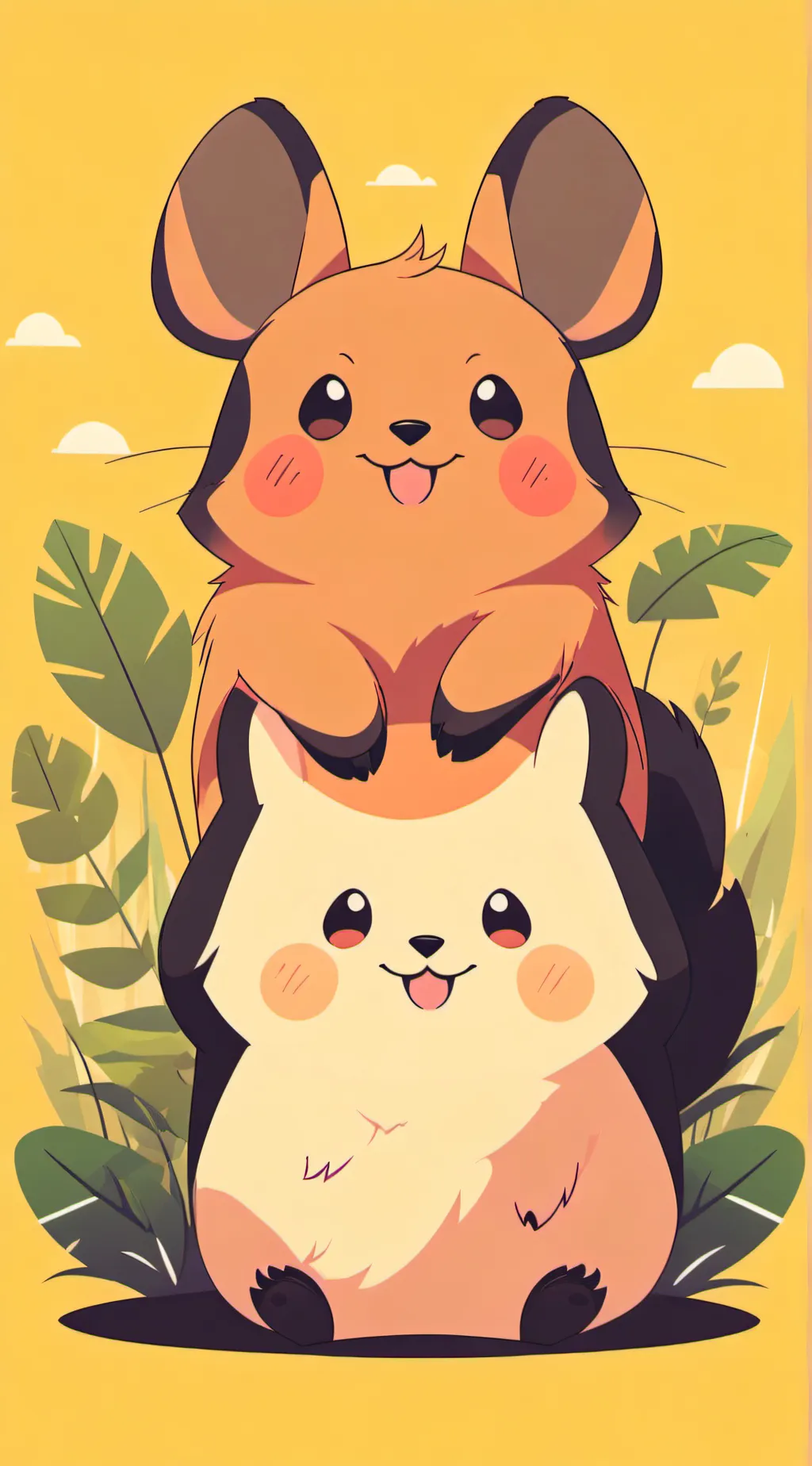 ai character: smiling critters background