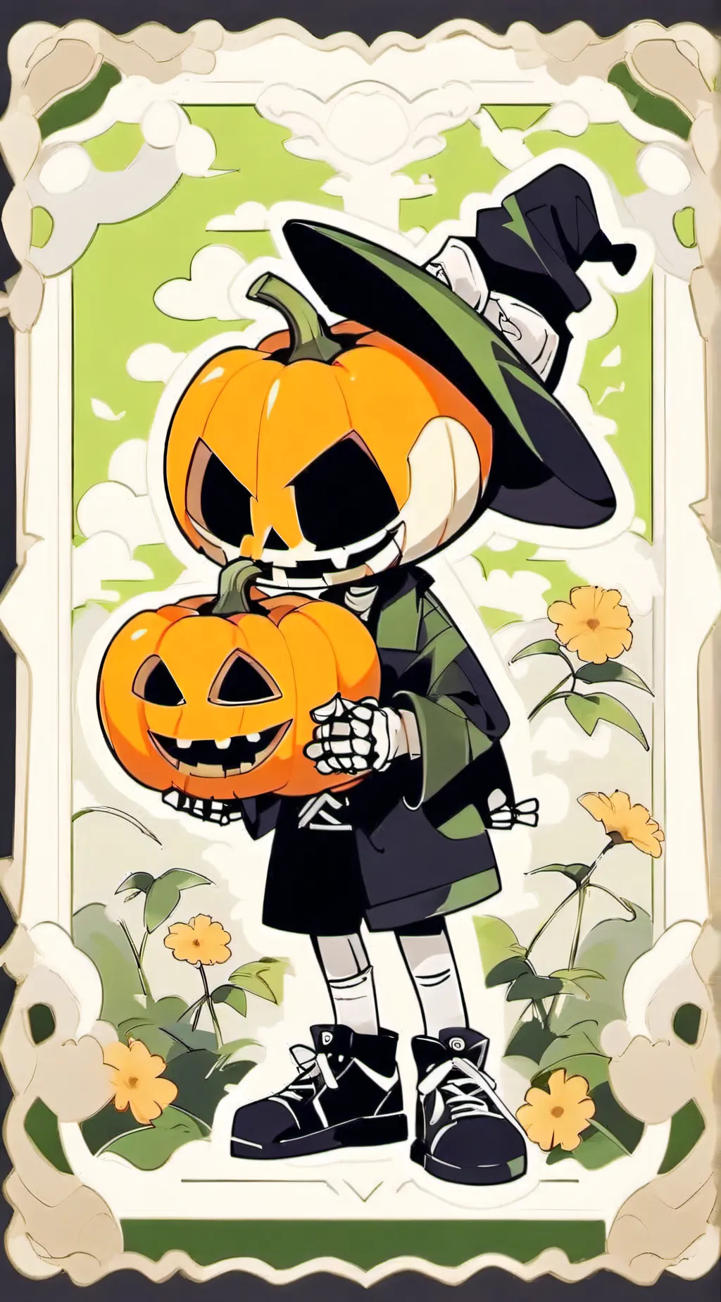 ai character: pumpkin background