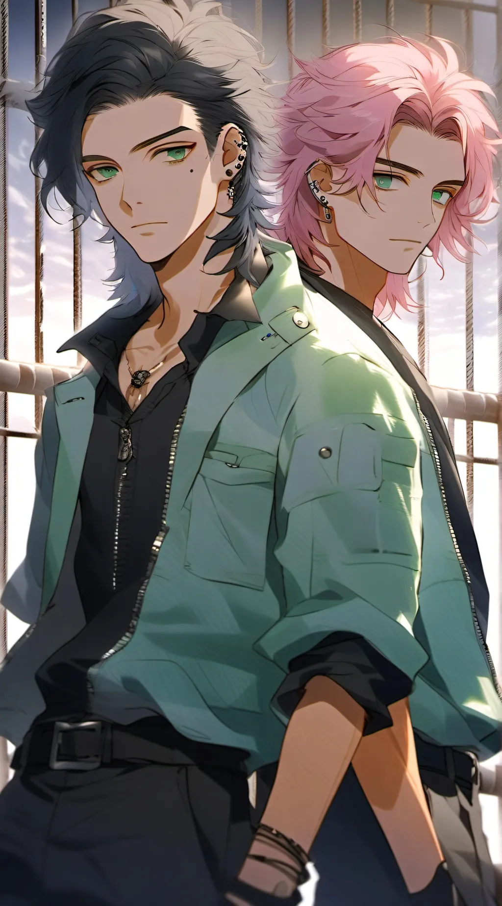 ai character: Sam and Julian  background