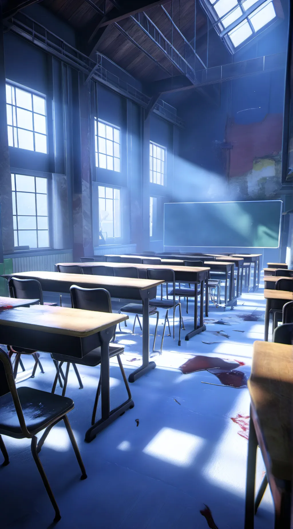 ai character: haunted school background