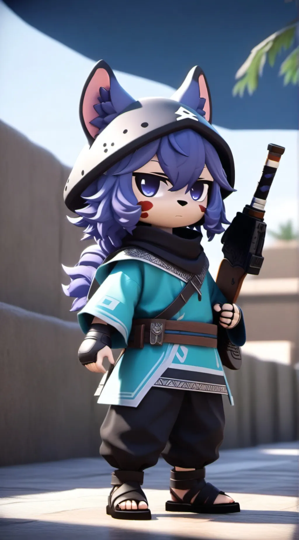 ai character: mapache azuel  background