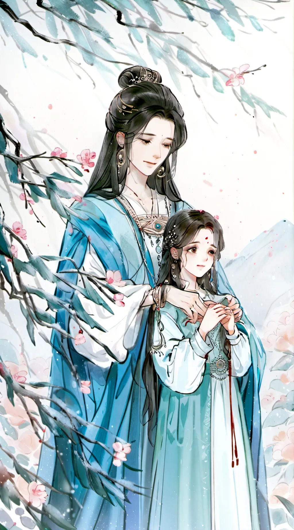 ai character: lily and Sarah  background