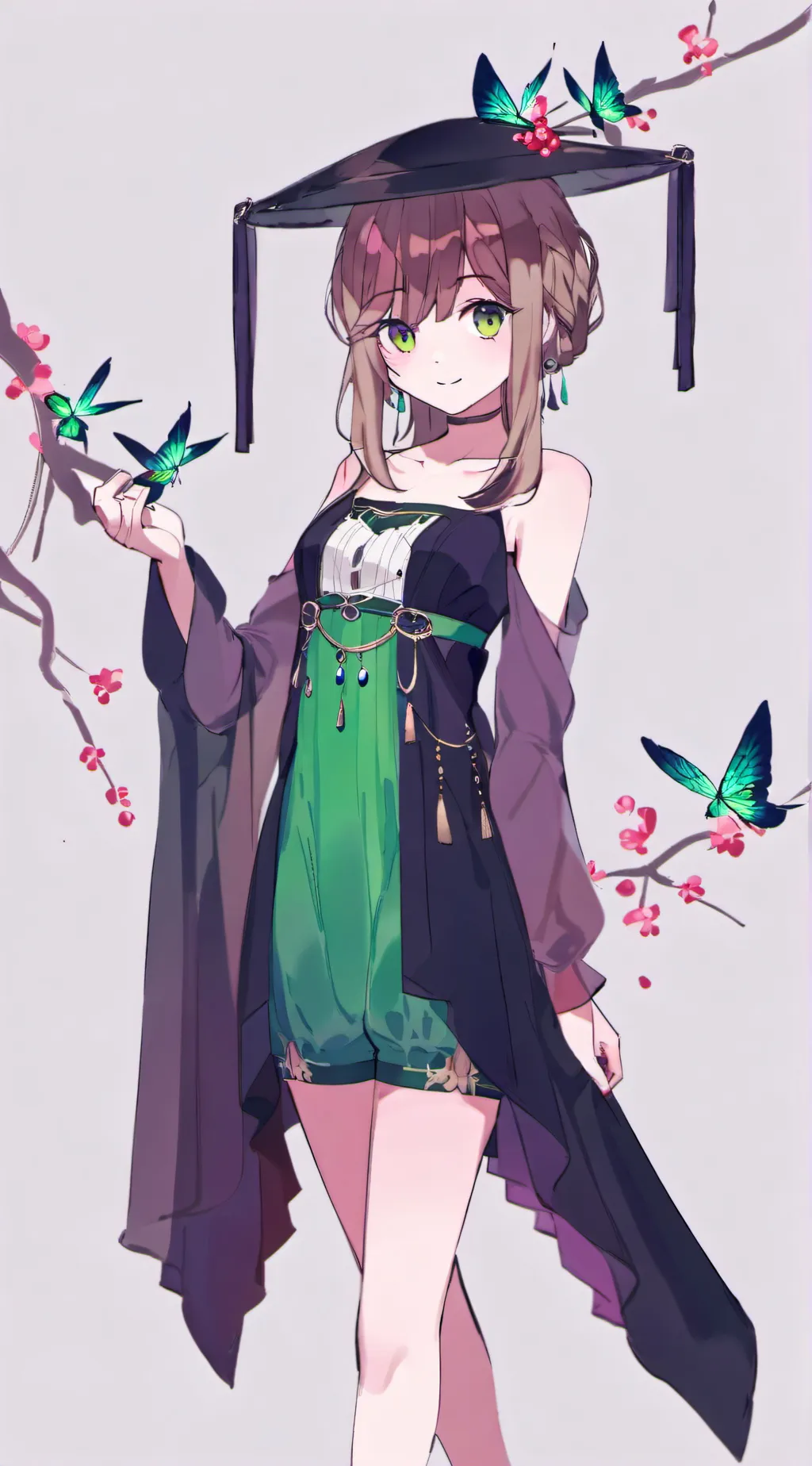 ai character: green girl background