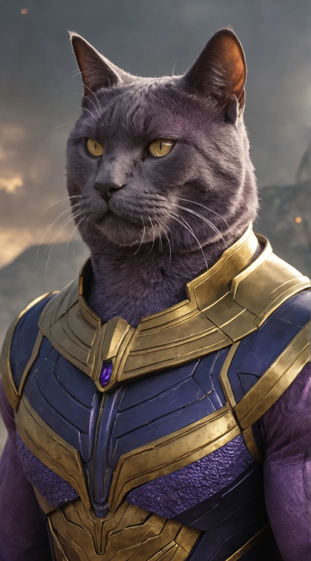 ai character: CAT THANOS background