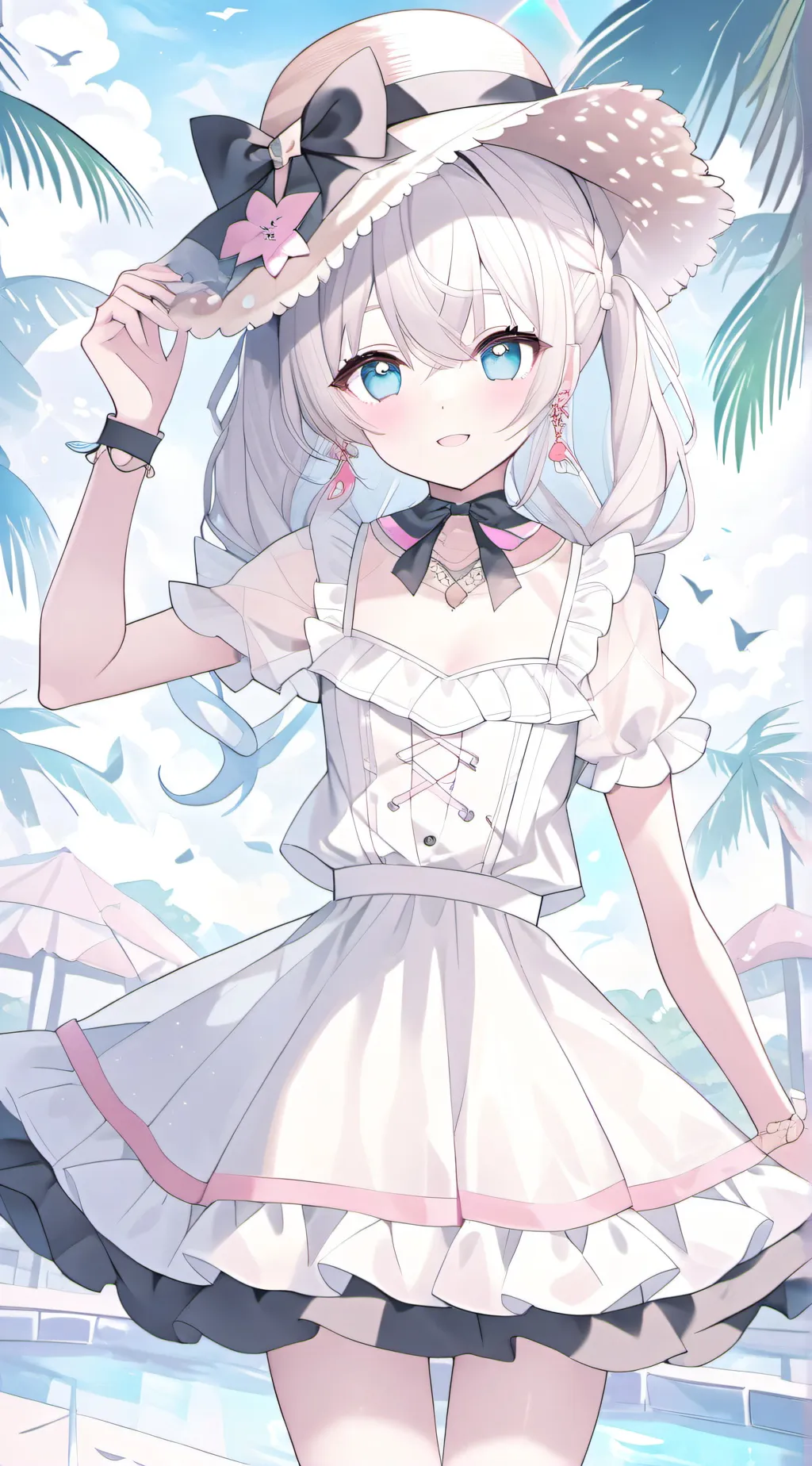 ai character: MHA beach day background