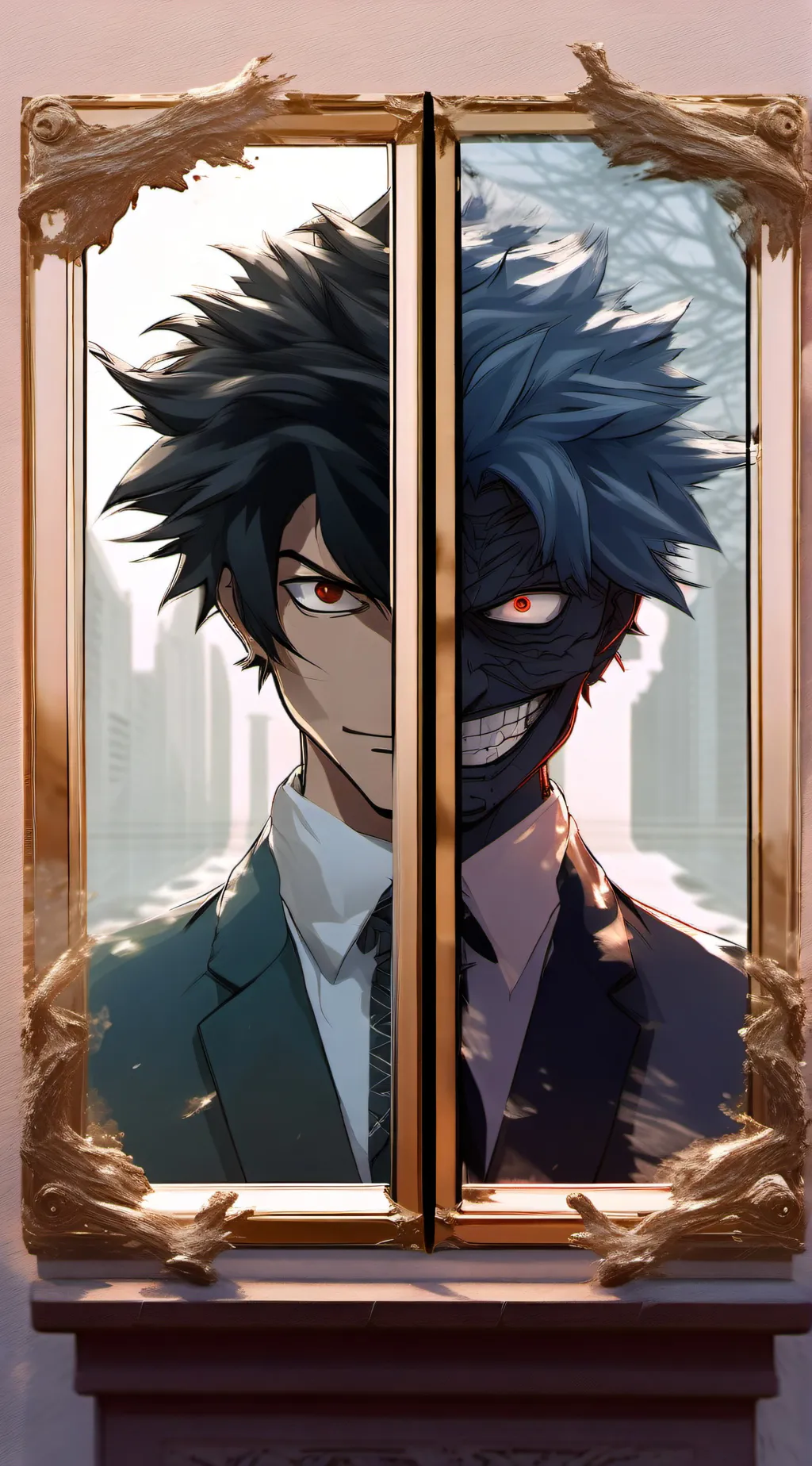 ai character: MHA Evil Copies background
