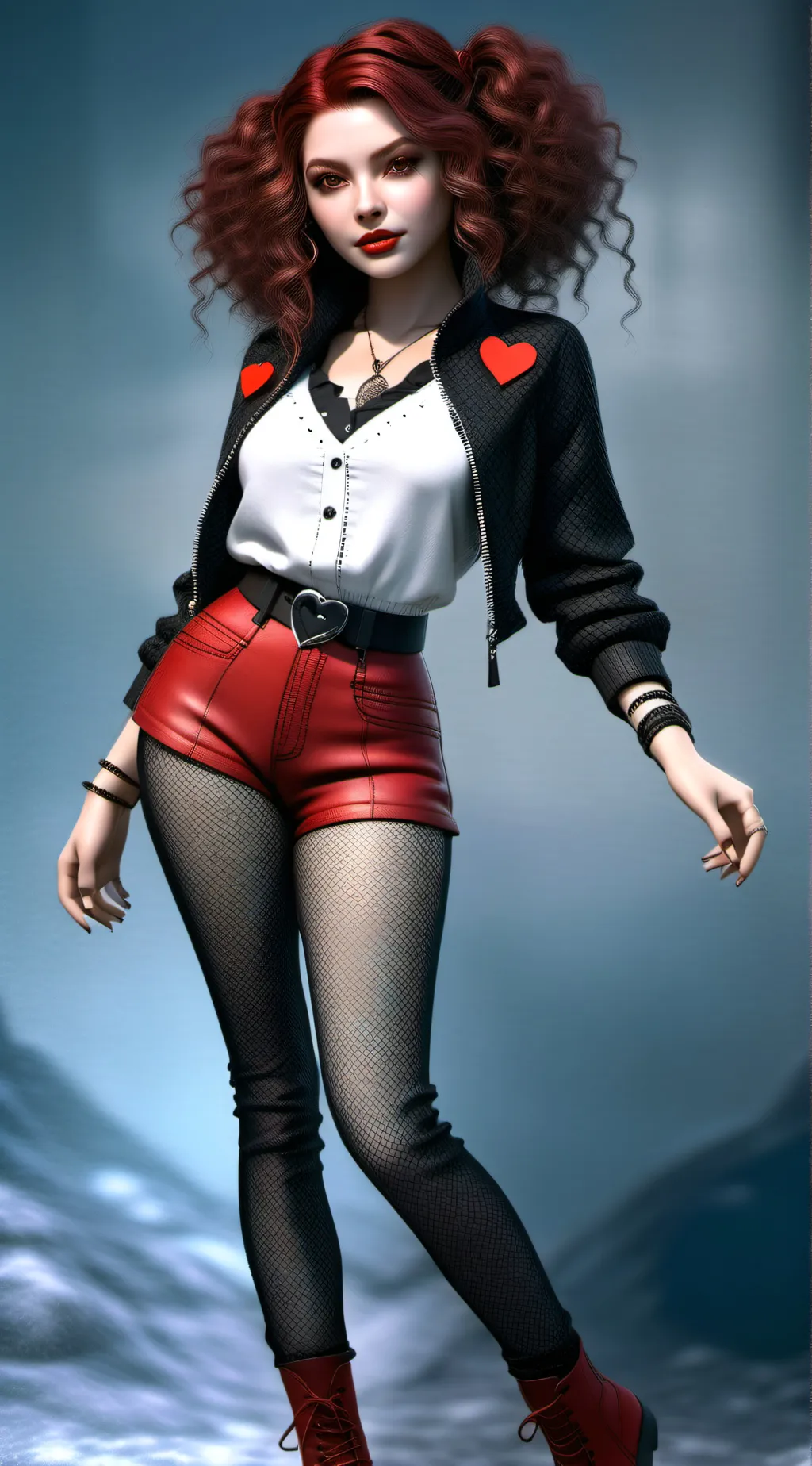 ai character: Red Hearts  background
