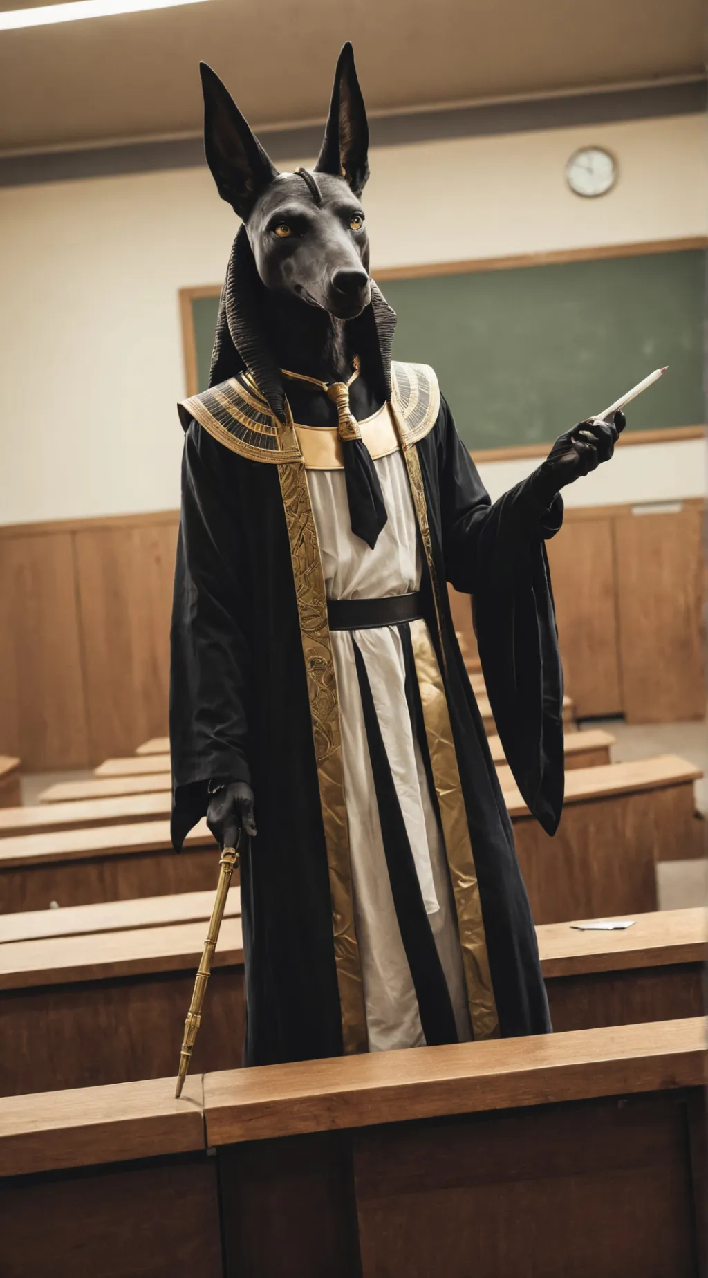 ai character: Anubis  background