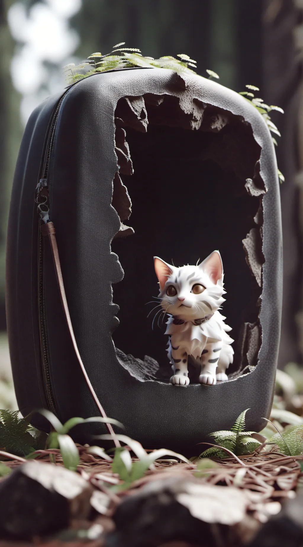 ai character: Abandoned kitty background