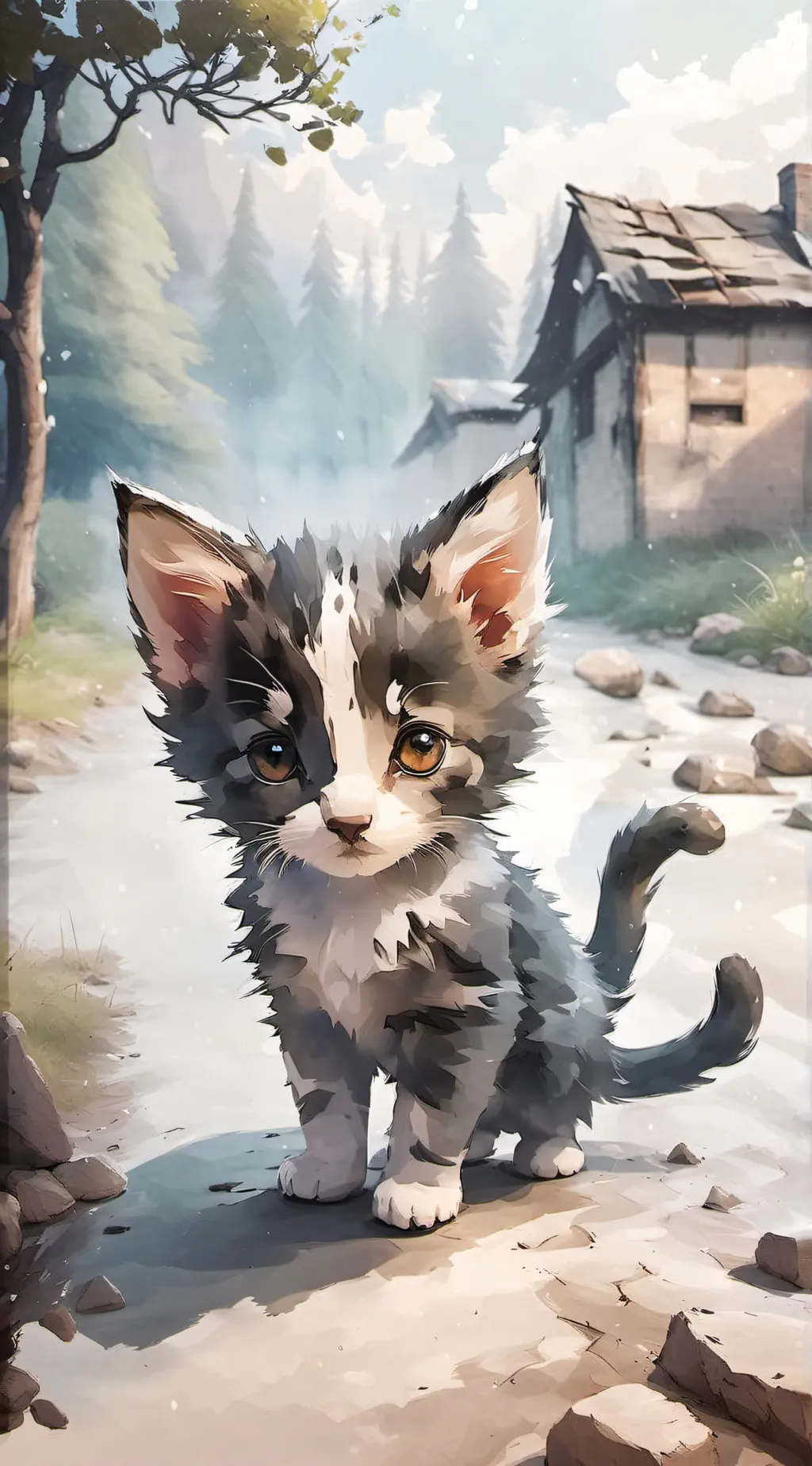 ai character: Abandoned cat background