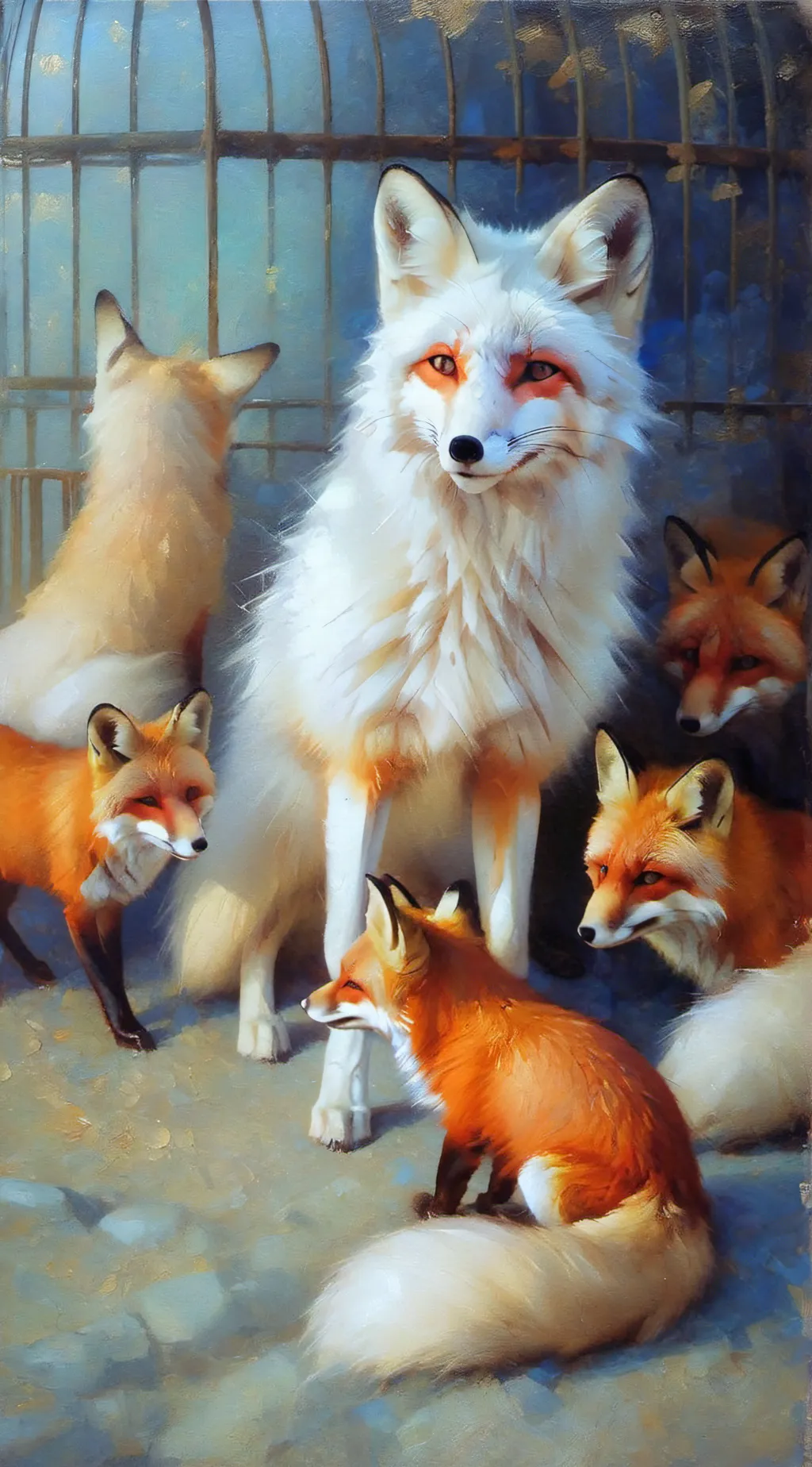 ai character: White Fox  background