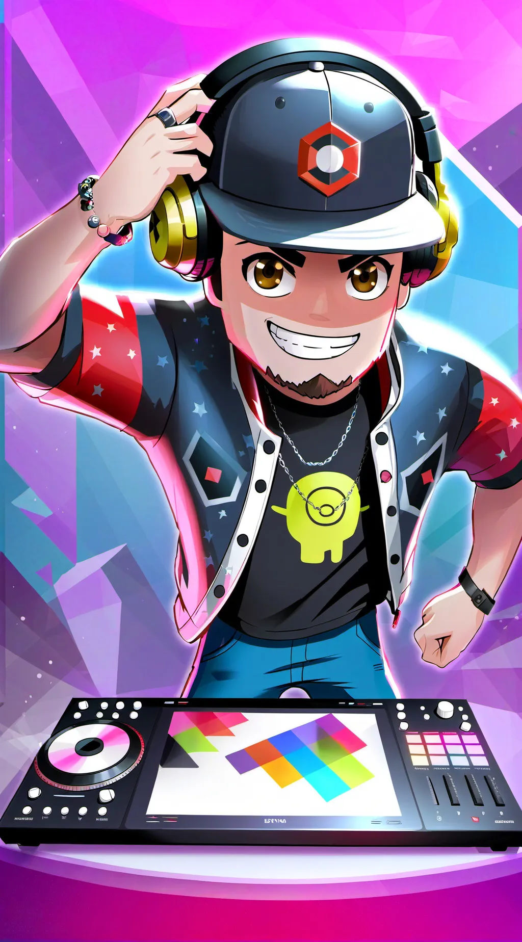 ai character: djmusica logo background