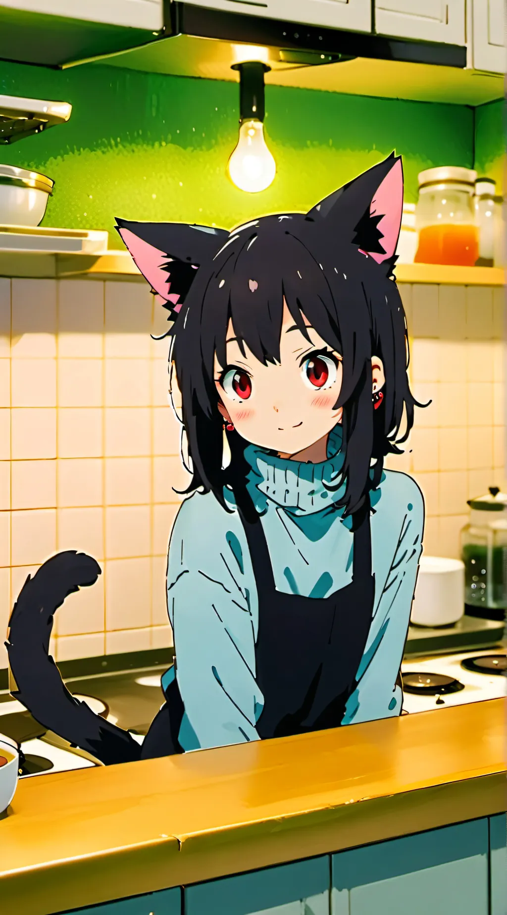 ai character: Midnight Cookie Cat Spirit background