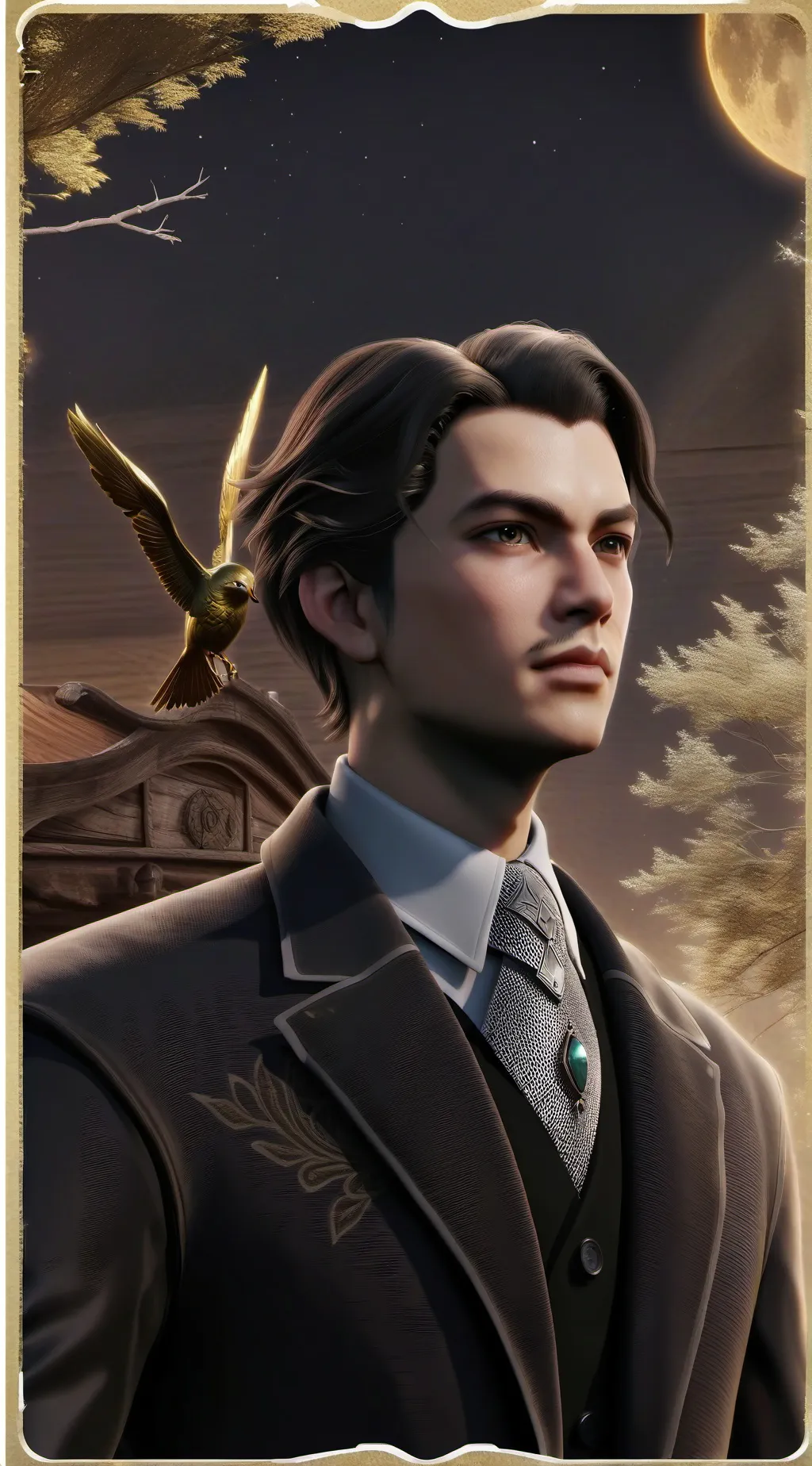 ai character: a man walks up background