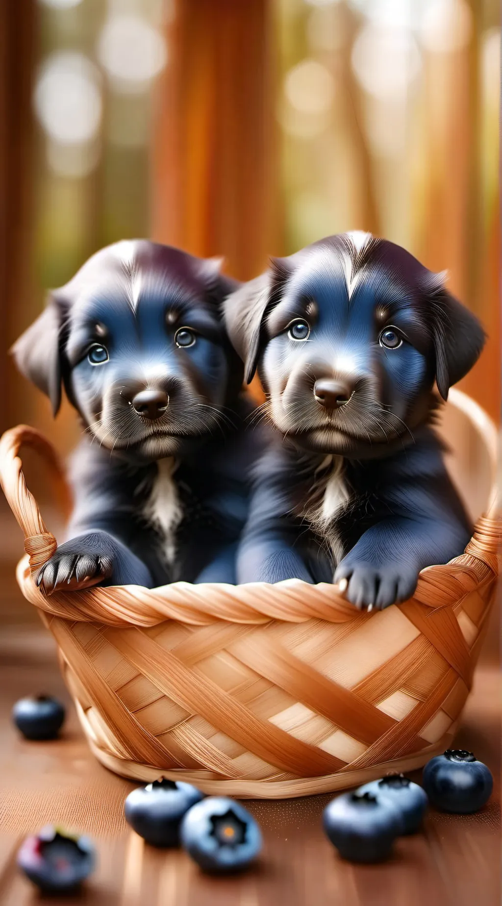 ai character: blueberry puppies background