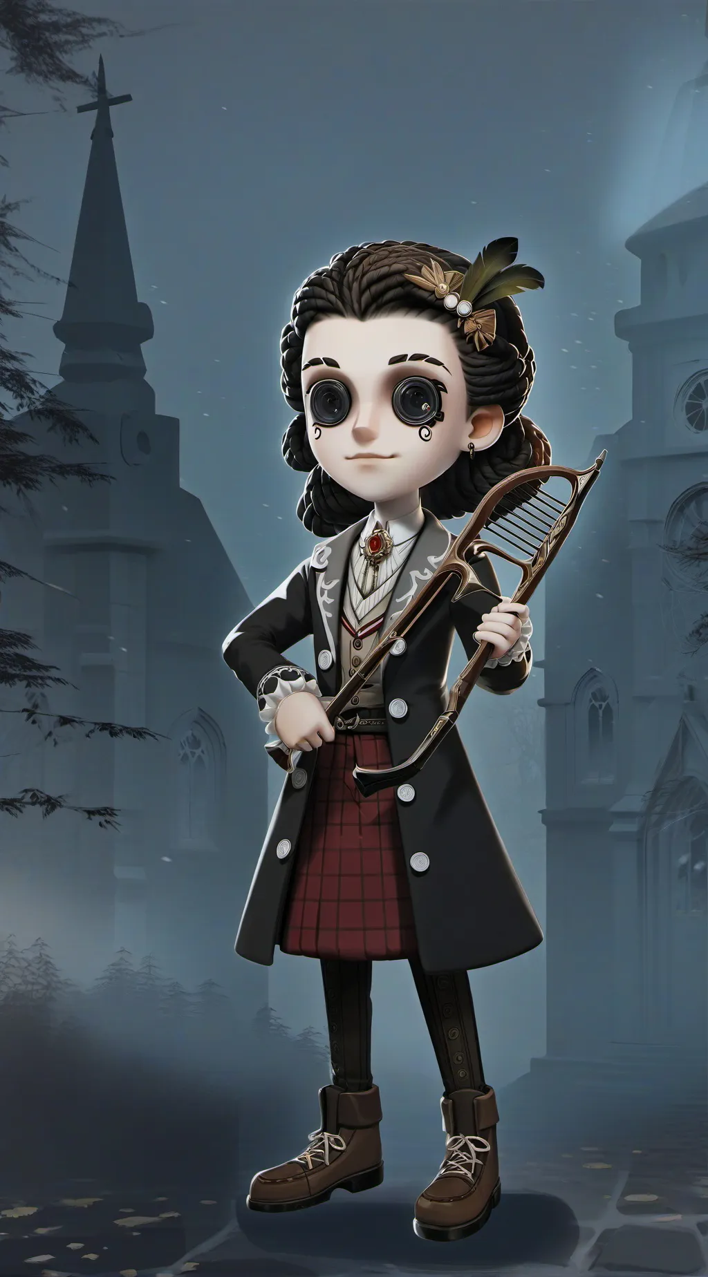 ai character: haunted doll background